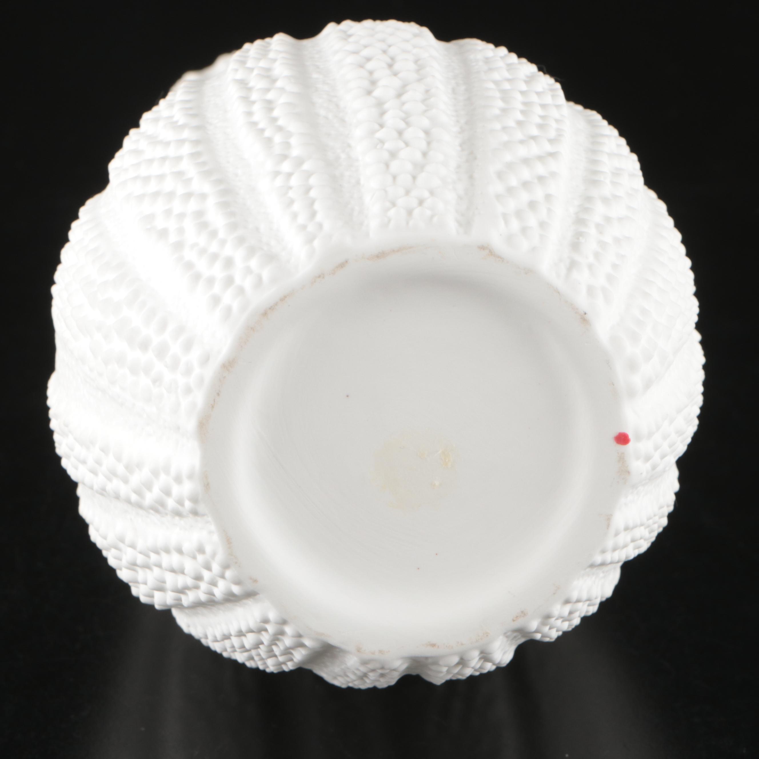 Anthropologie Textured Bone China Sea Urchin Vase with Ceramic Pomegranates