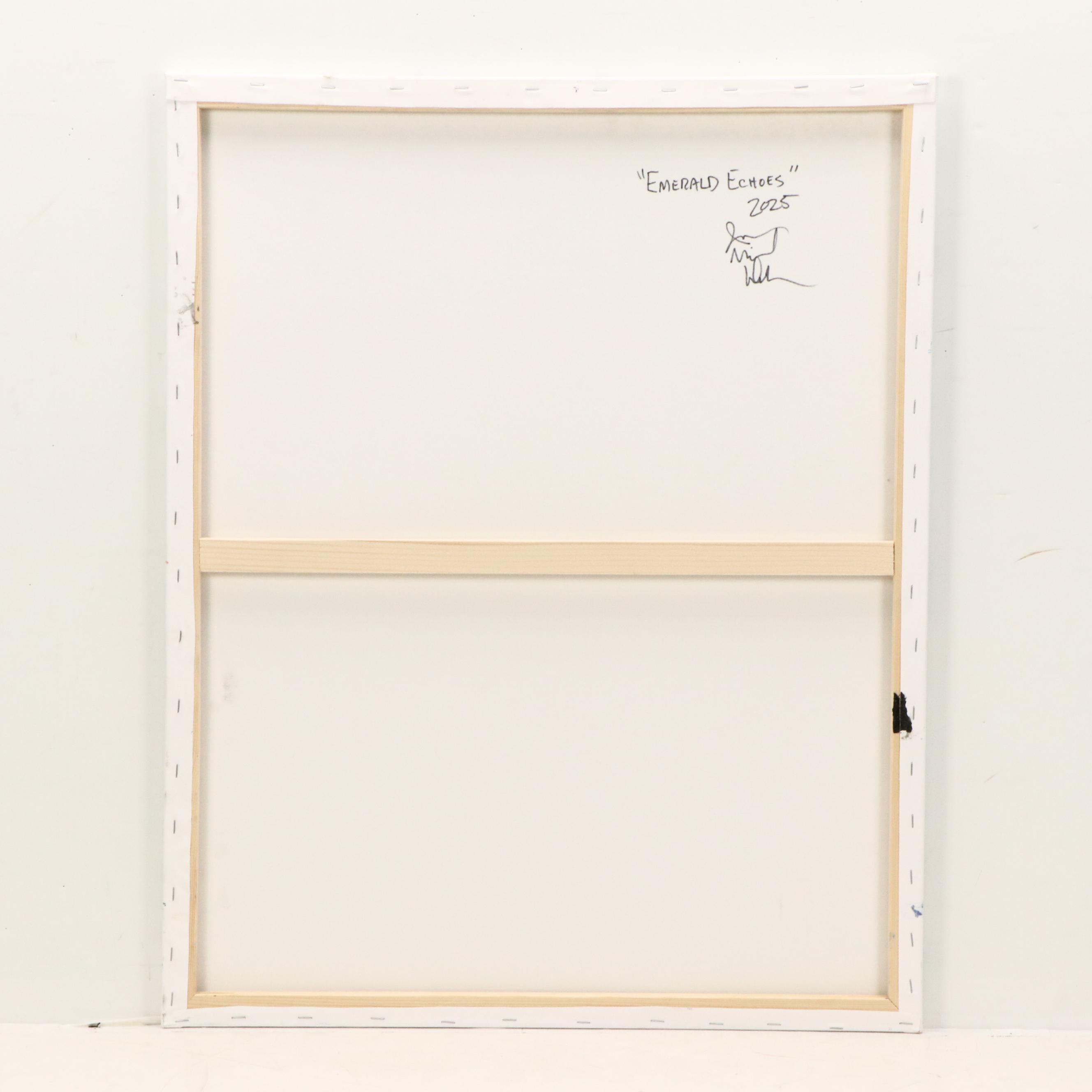 Jason Michael Durham Abstract Mixed Media Painting "Emerald Echoes," 2025