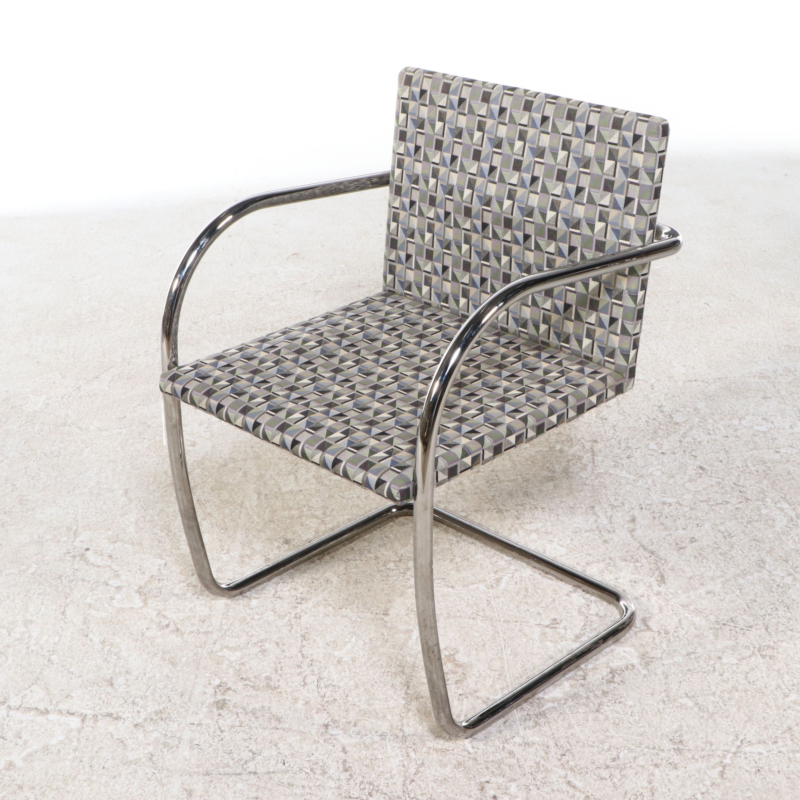 Four Ludwig Mies van der Rohe for Knoll "Brno" Tubular Chrome Framed Chairs