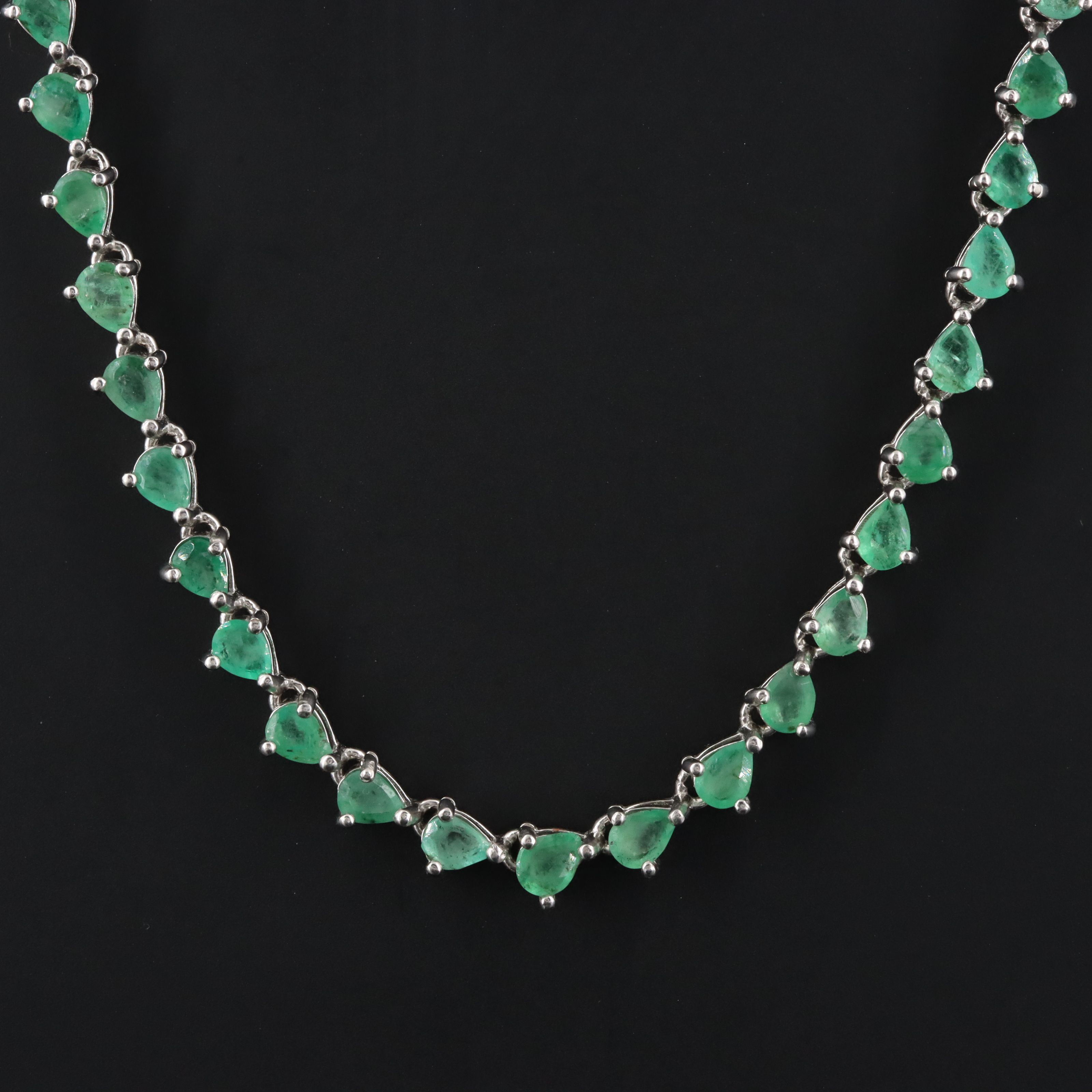 Sterling Emerald Riviera Necklace