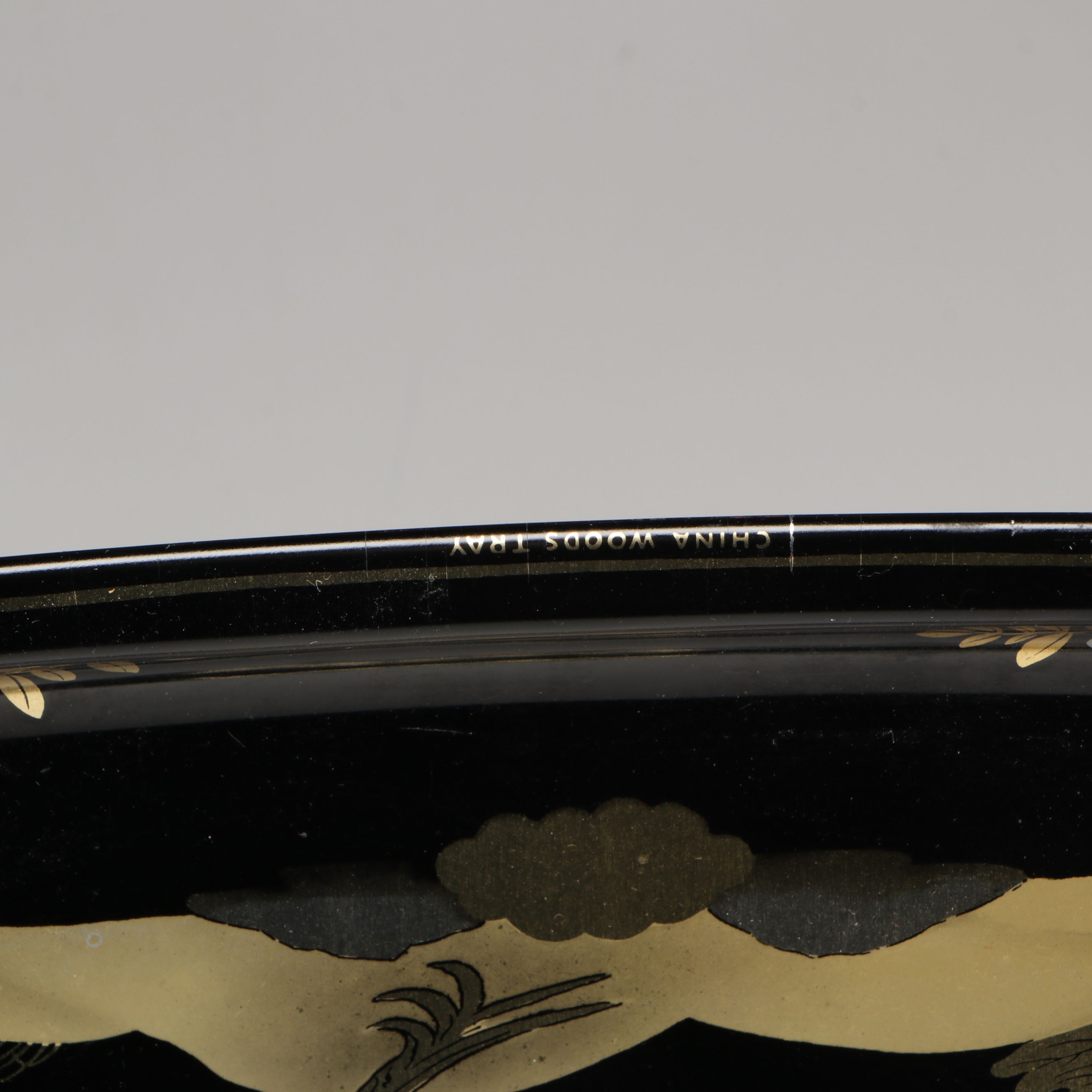 Japanese Tsugaru Lacquer Bowl with Asian Style Pictorial Metal Trays