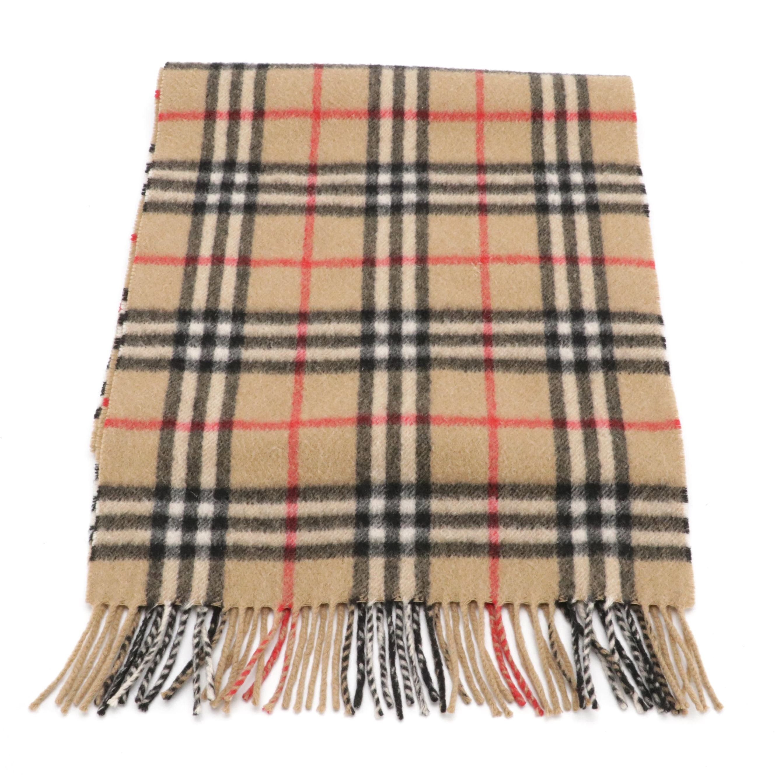 Burberrys Vintage House Check Cashmere Fringe Scarf