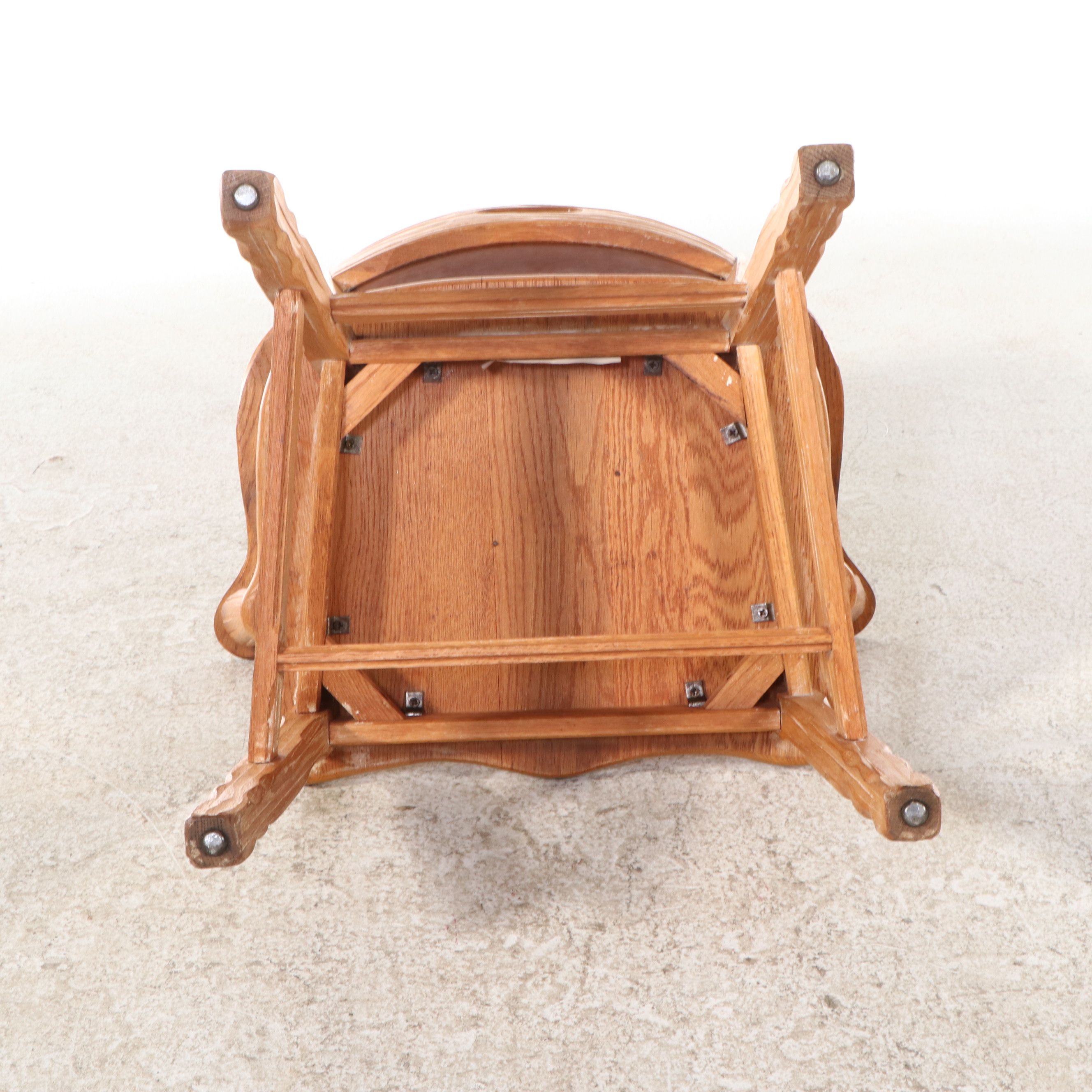 Ranch Style Oak Armchair with Leather Back