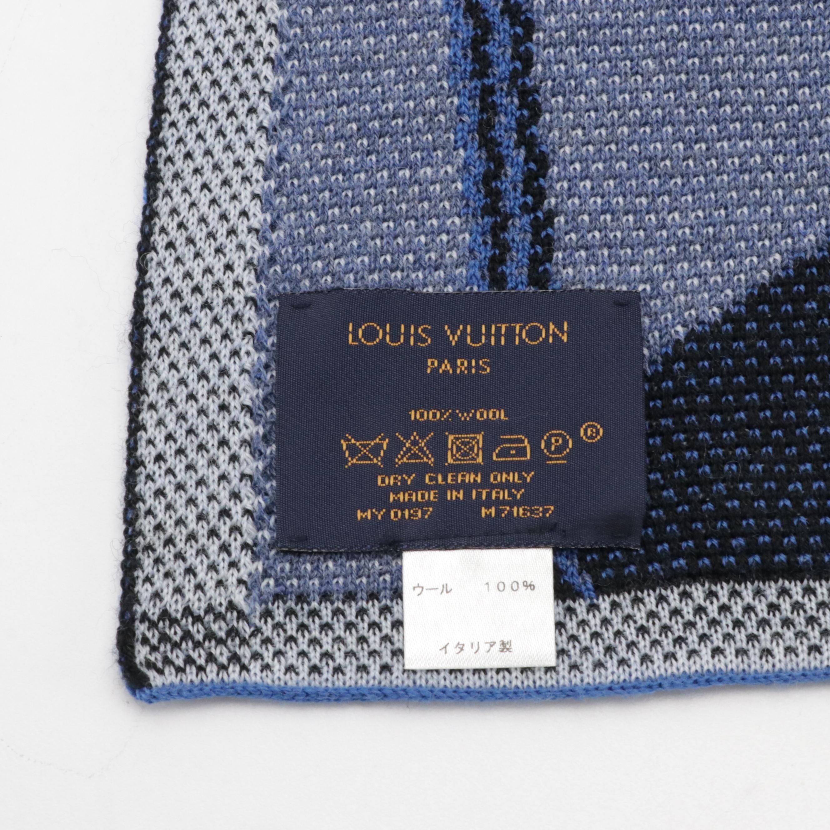 Louis Vuitton Champs-Élysées Blue Wool Knit Scarf