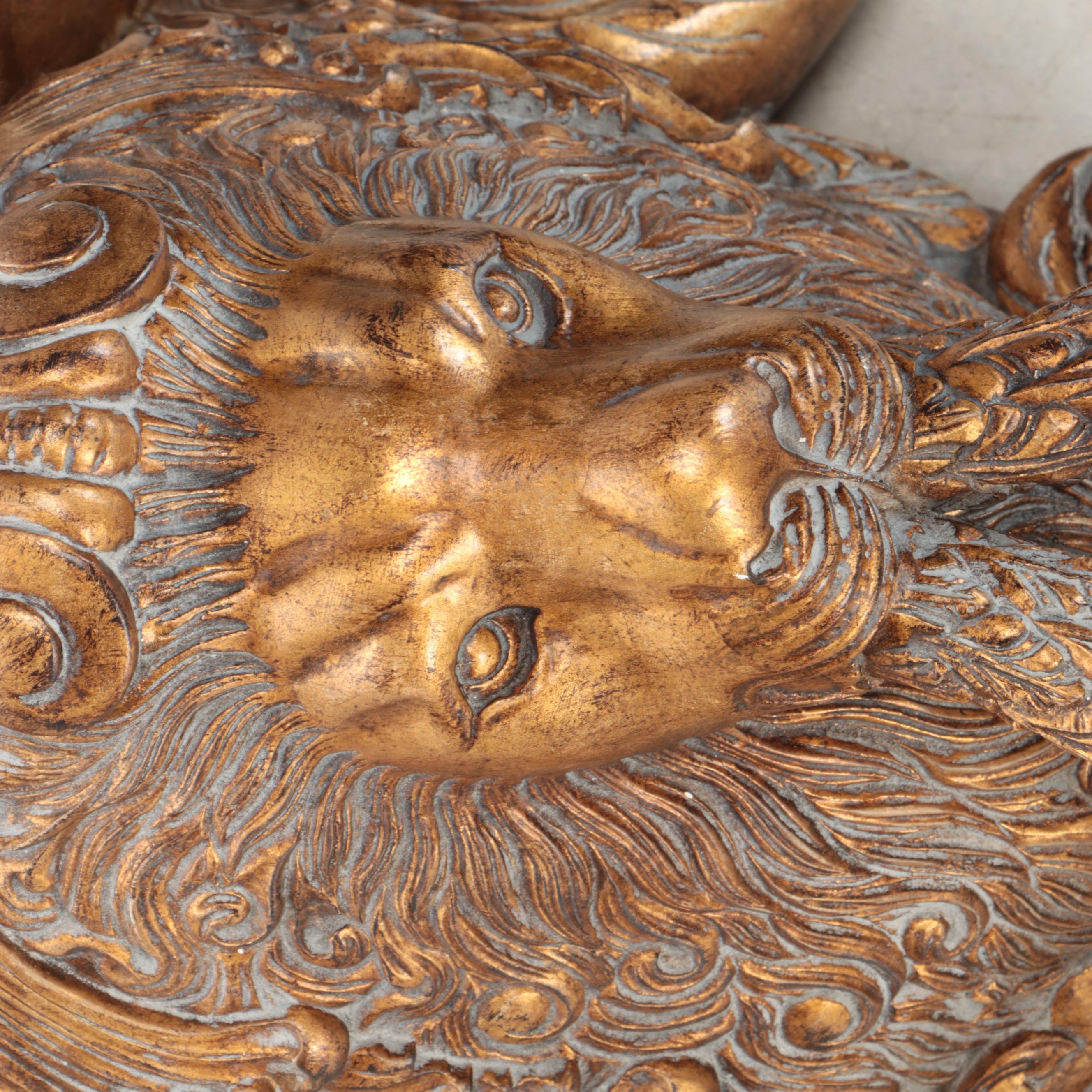 French Empire Style Lion Head and Rope Marble Top Wall Shelf