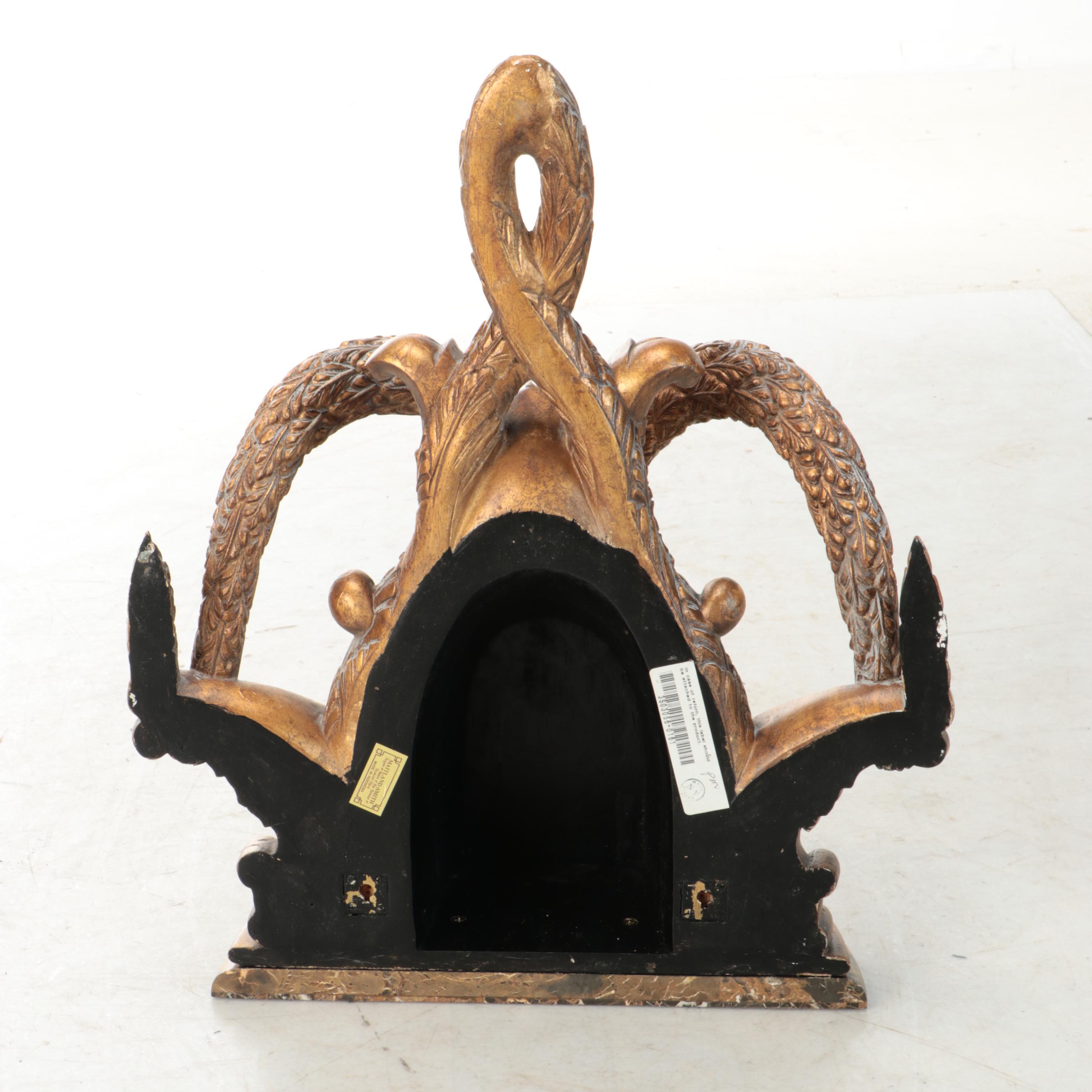 French Empire Style Lion Head and Rope Marble Top Wall Shelf