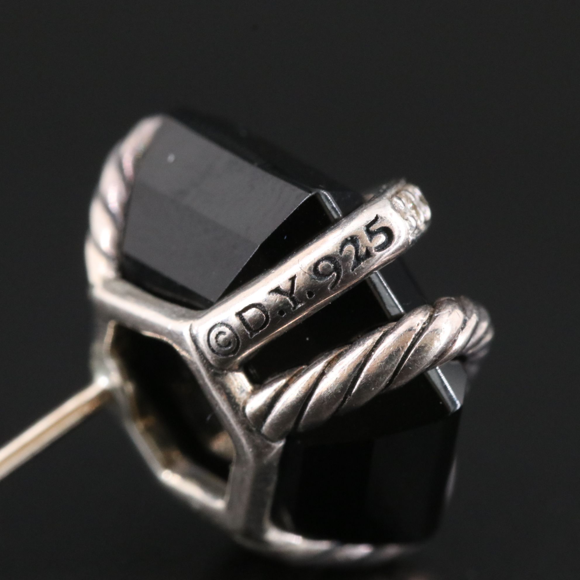 David Yurman Wrap Sterling, Black Onyx and Diamond Earrings