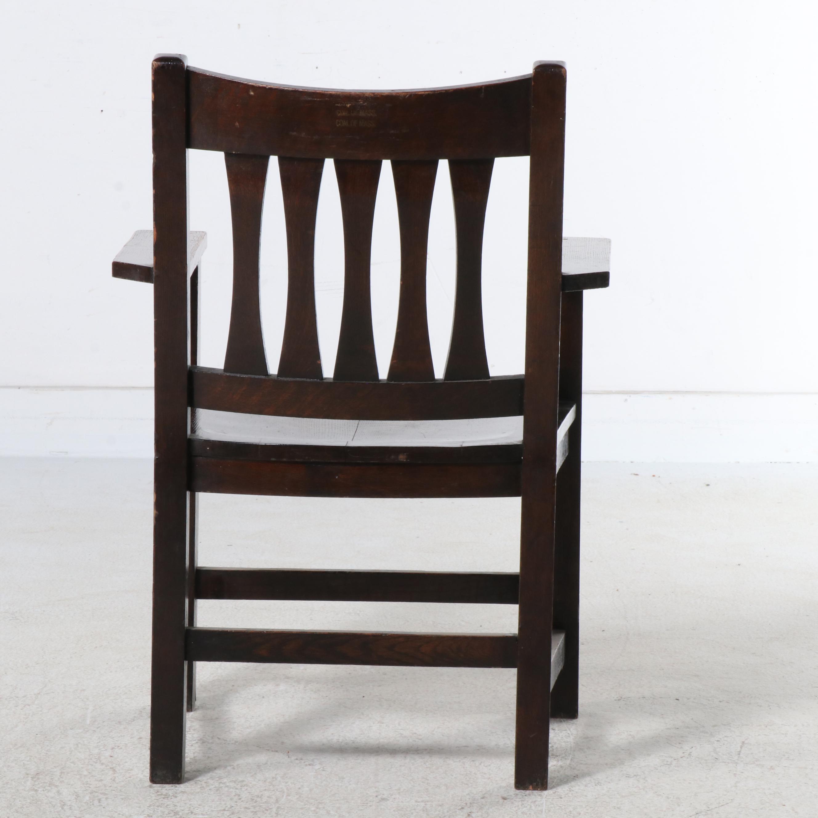 Set of Four Paine Furniture Co. Arts & Crafts Oak Armchairs