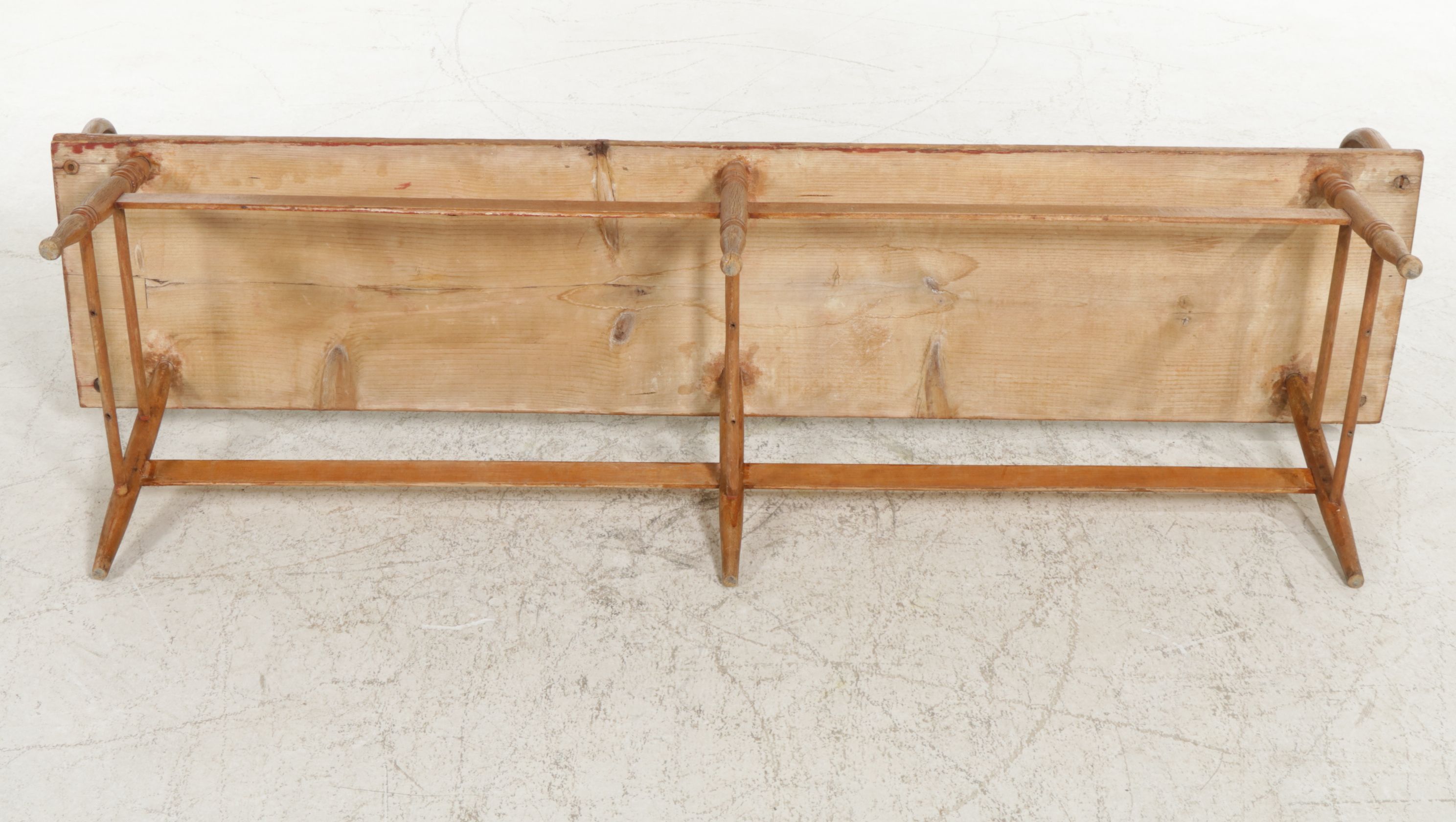 American Primitive Oak and Pine Deacon's Bench, Late 19th to Early 20th Century