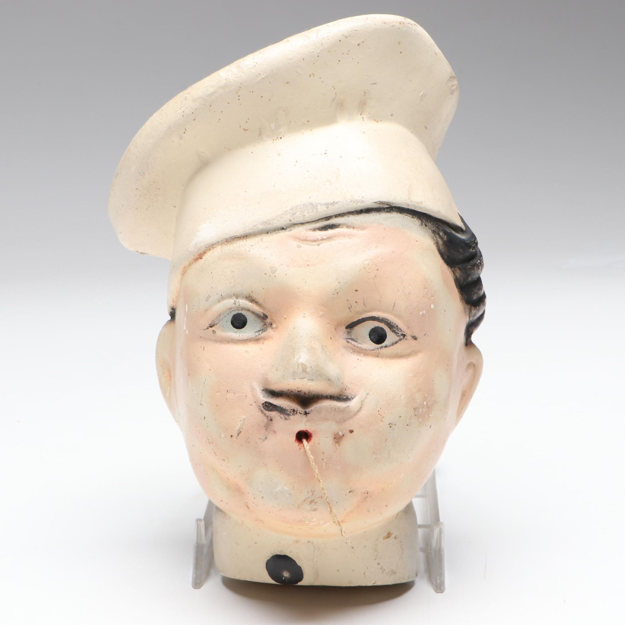Vintage Chalkware Chef's Head String Keeper
