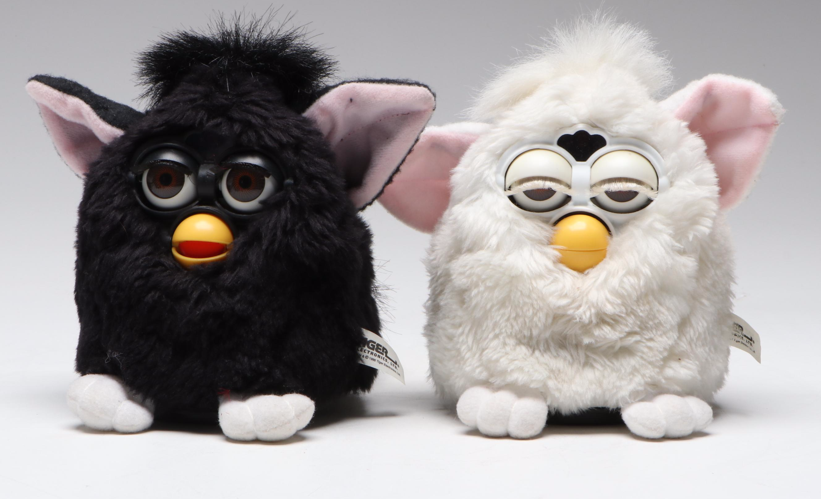 Tiger Electronics Black and White Furby with Furby Buddies Dolls, Late 1990s