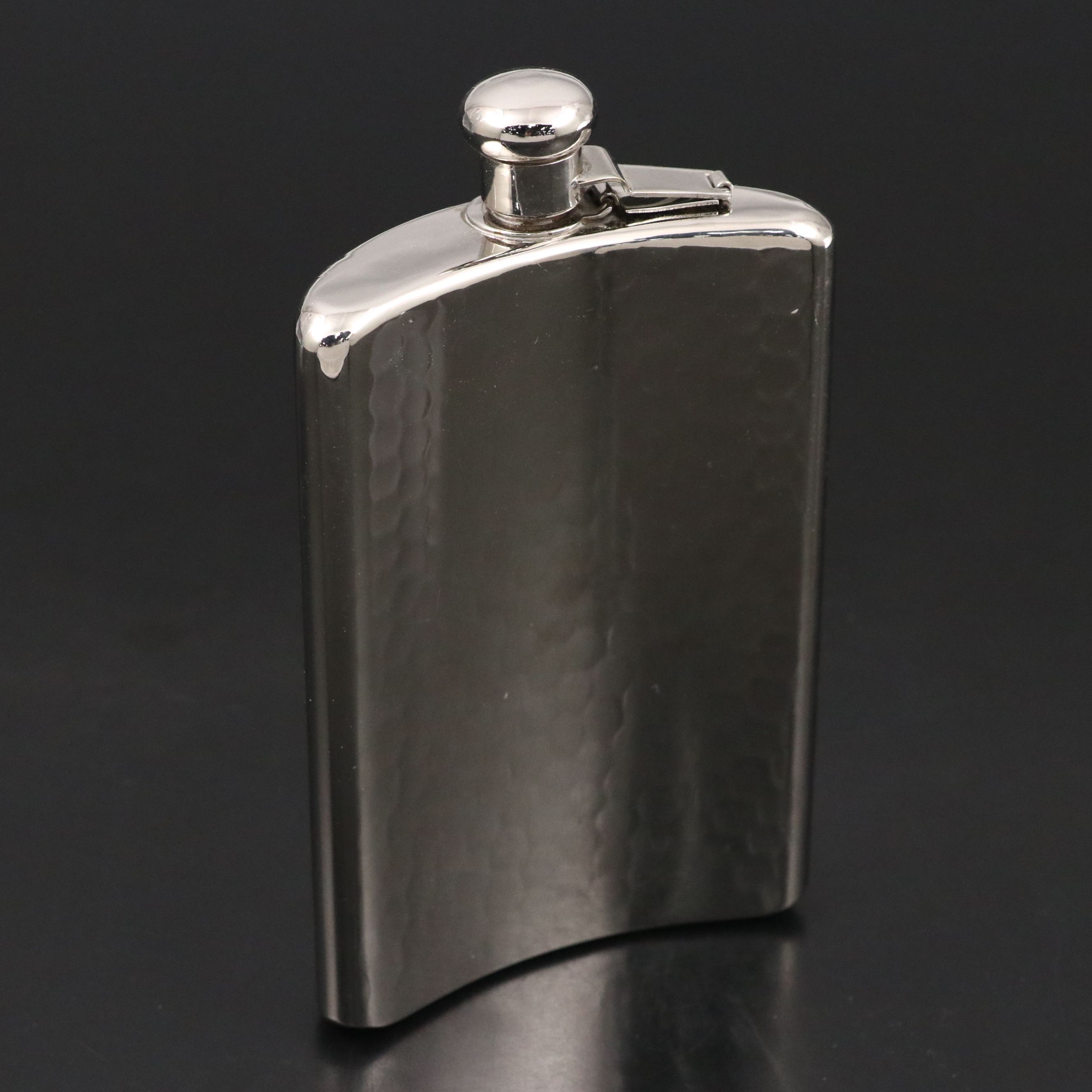German Hammered Metal Flask and Shot Glasses