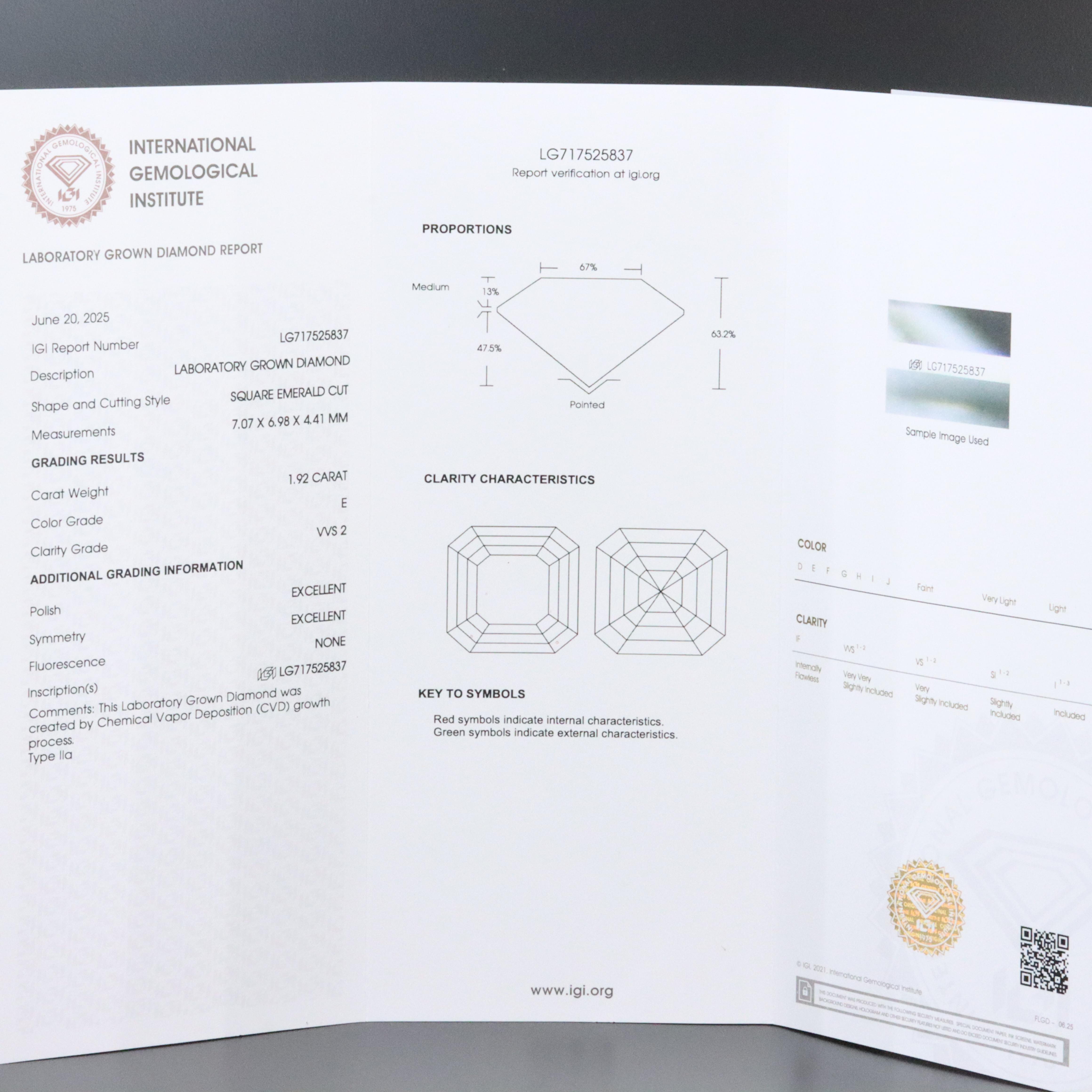 Loose 1.92 CT Lab Grown Diamond