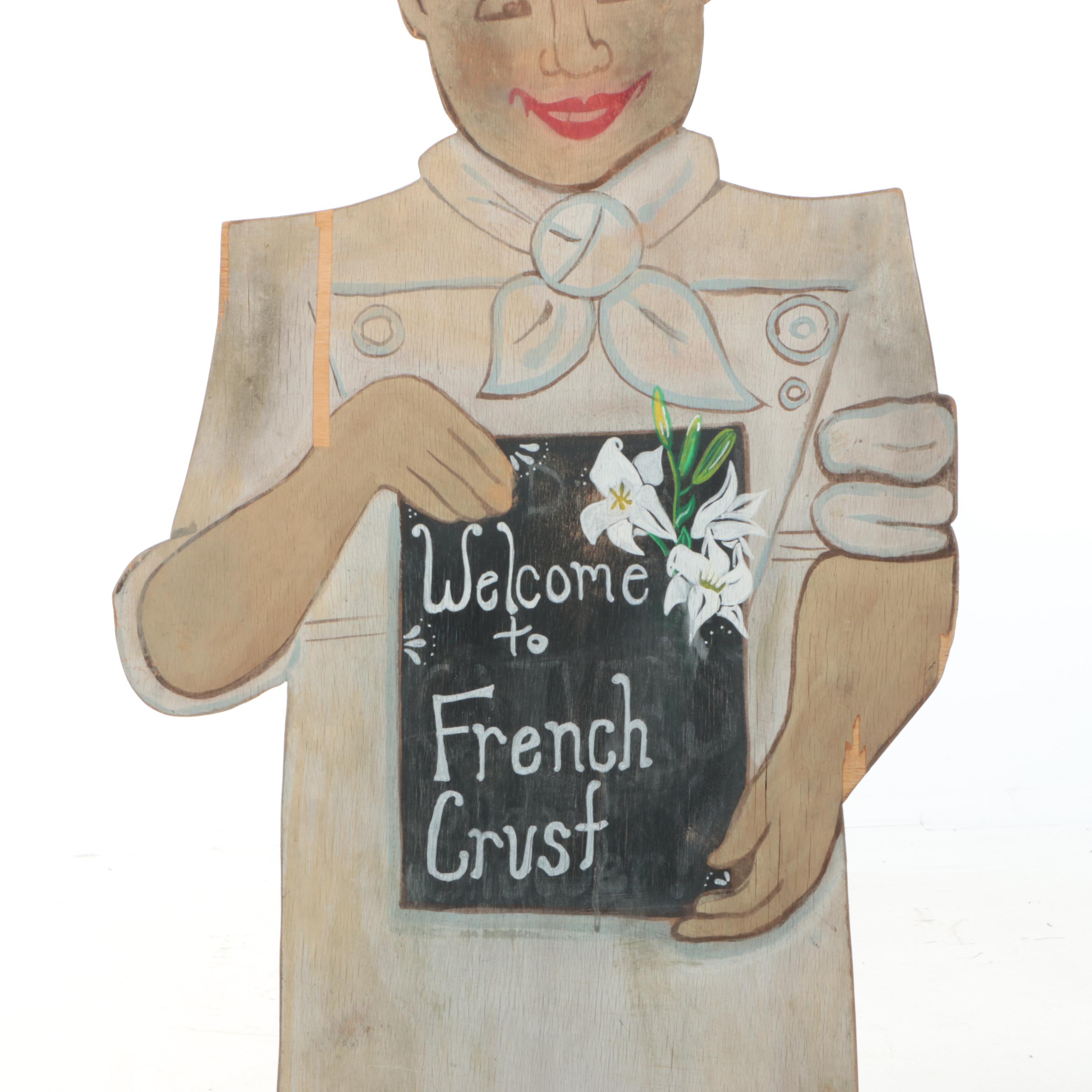 "Welcome to French Crust" Polychrome Wooden Sign