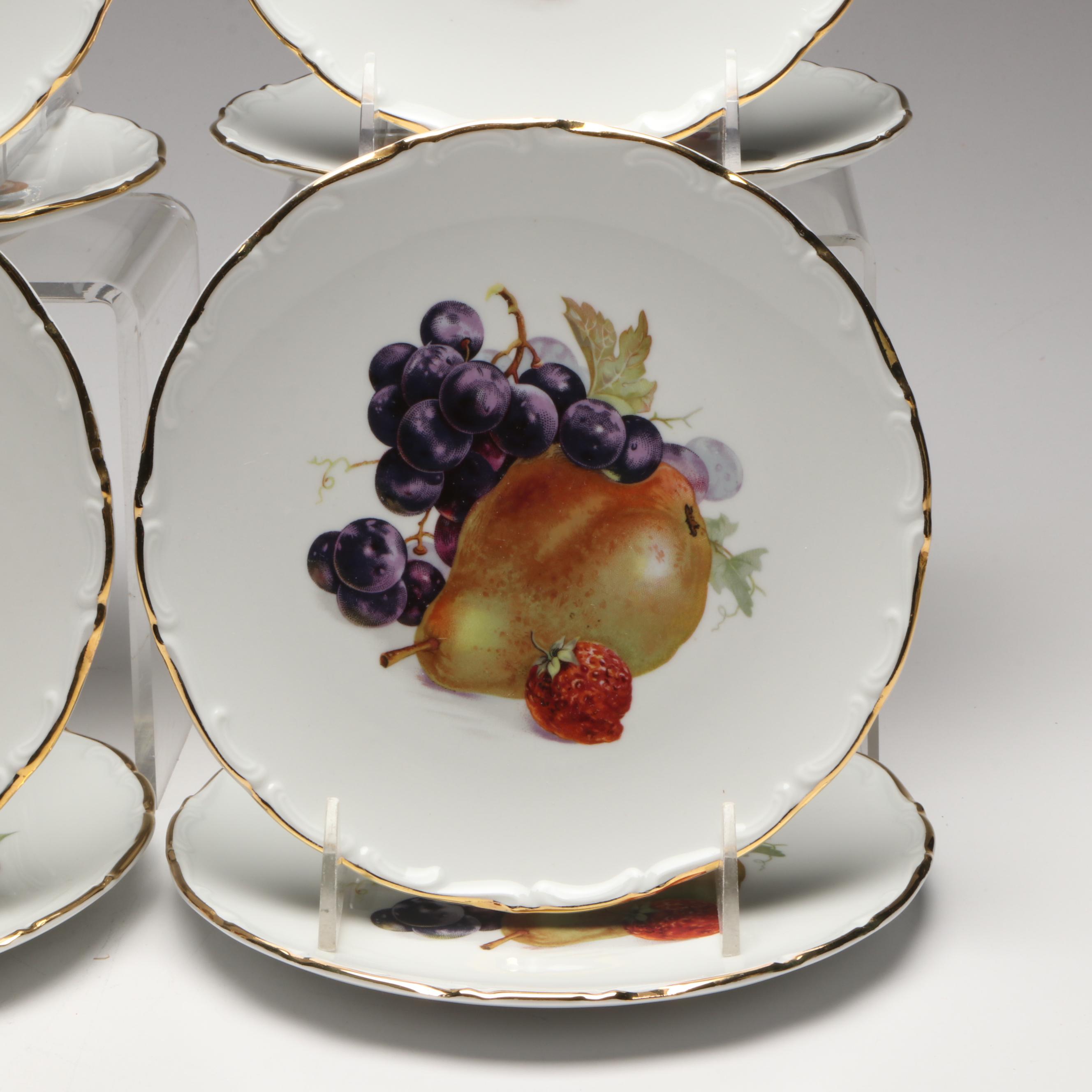 Schumann Arzberg Botanical Plates with Blown Pitcher and Hors d’Oeuvres Set