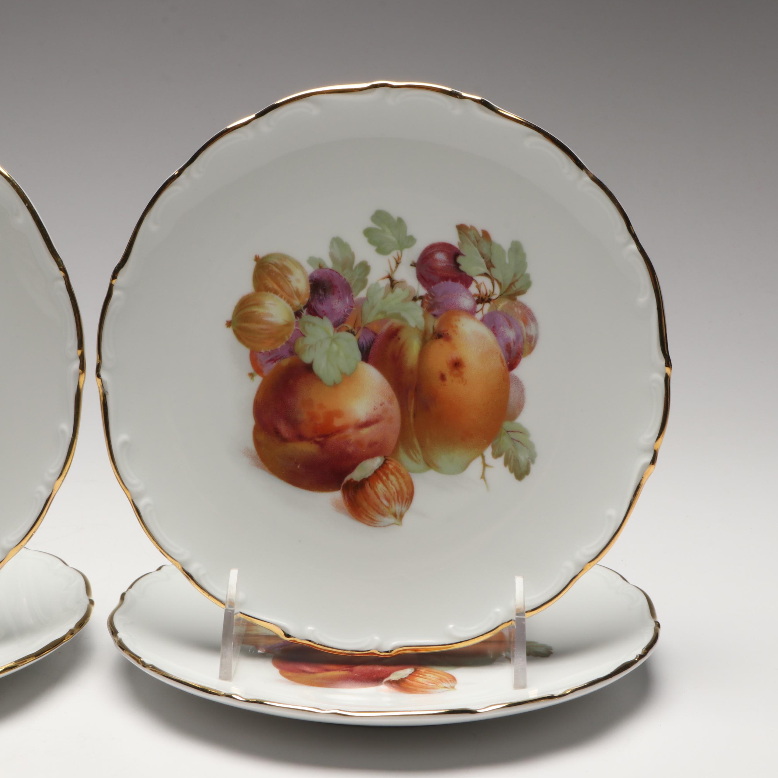 Schumann Arzberg Botanical Plates with Blown Pitcher and Hors d’Oeuvres Set