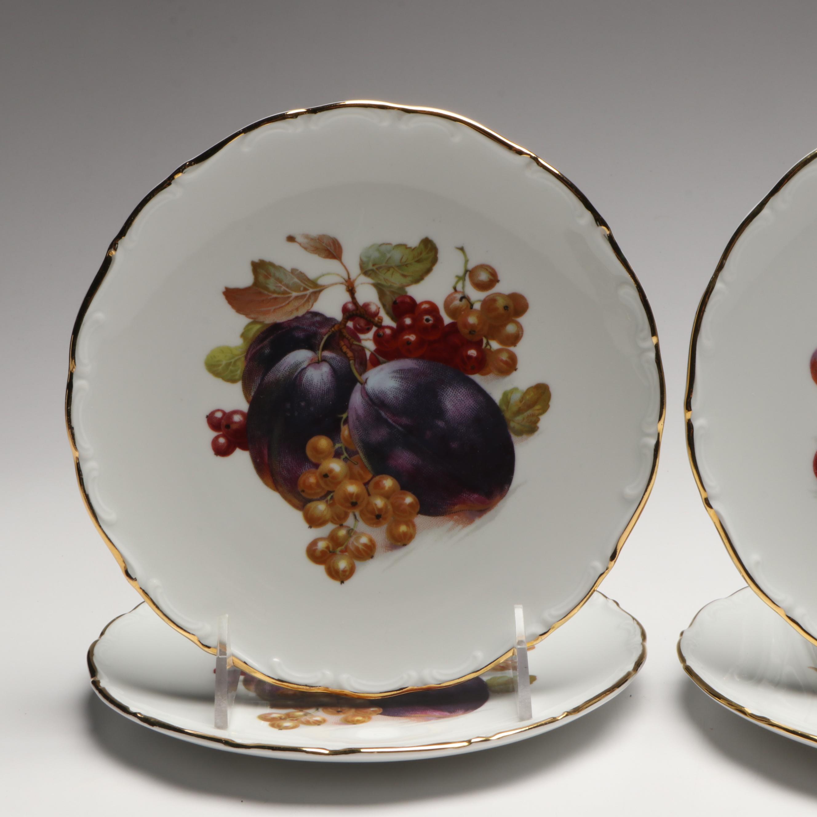 Schumann Arzberg Botanical Plates with Blown Pitcher and Hors d’Oeuvres Set