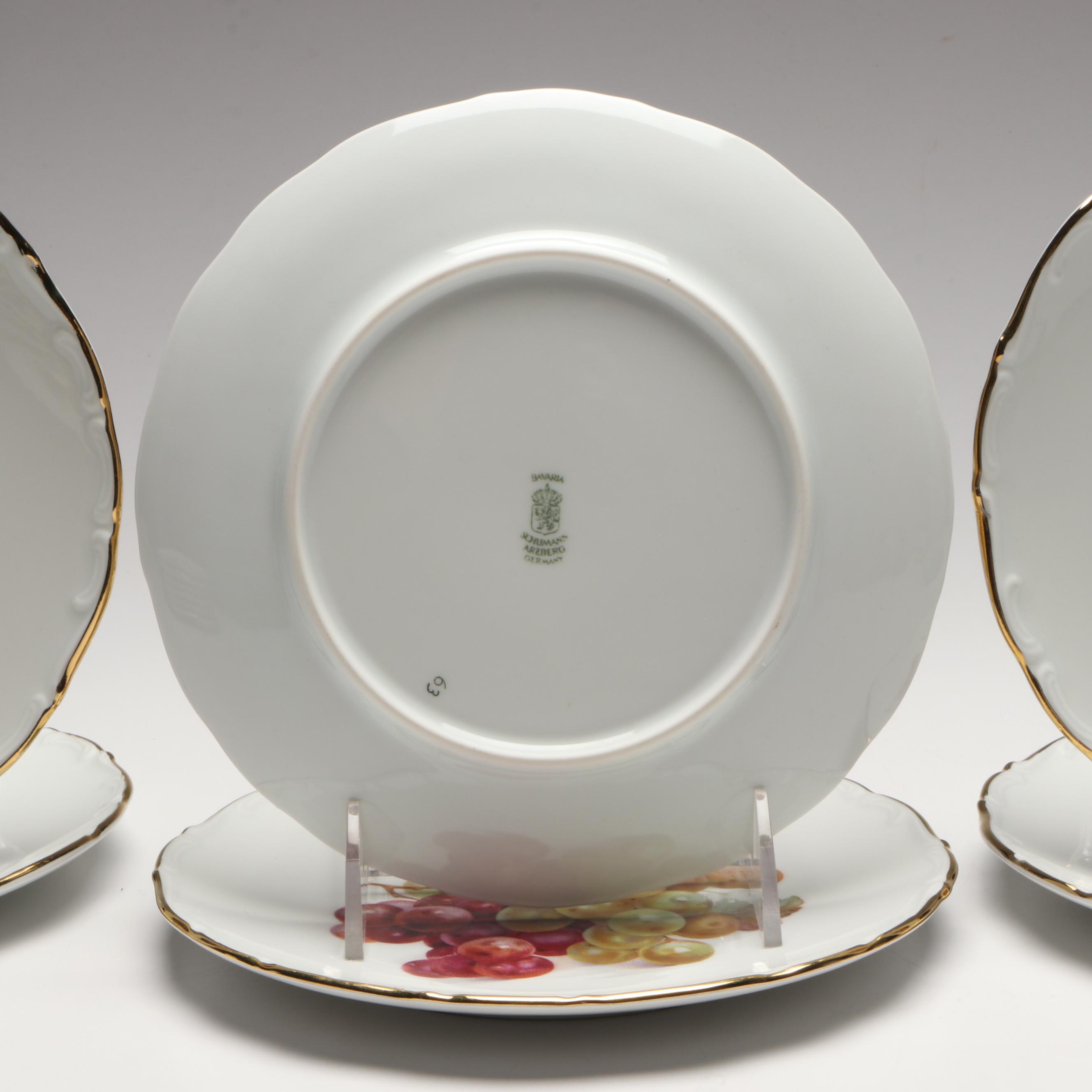 Schumann Arzberg Botanical Plates with Blown Pitcher and Hors d’Oeuvres Set