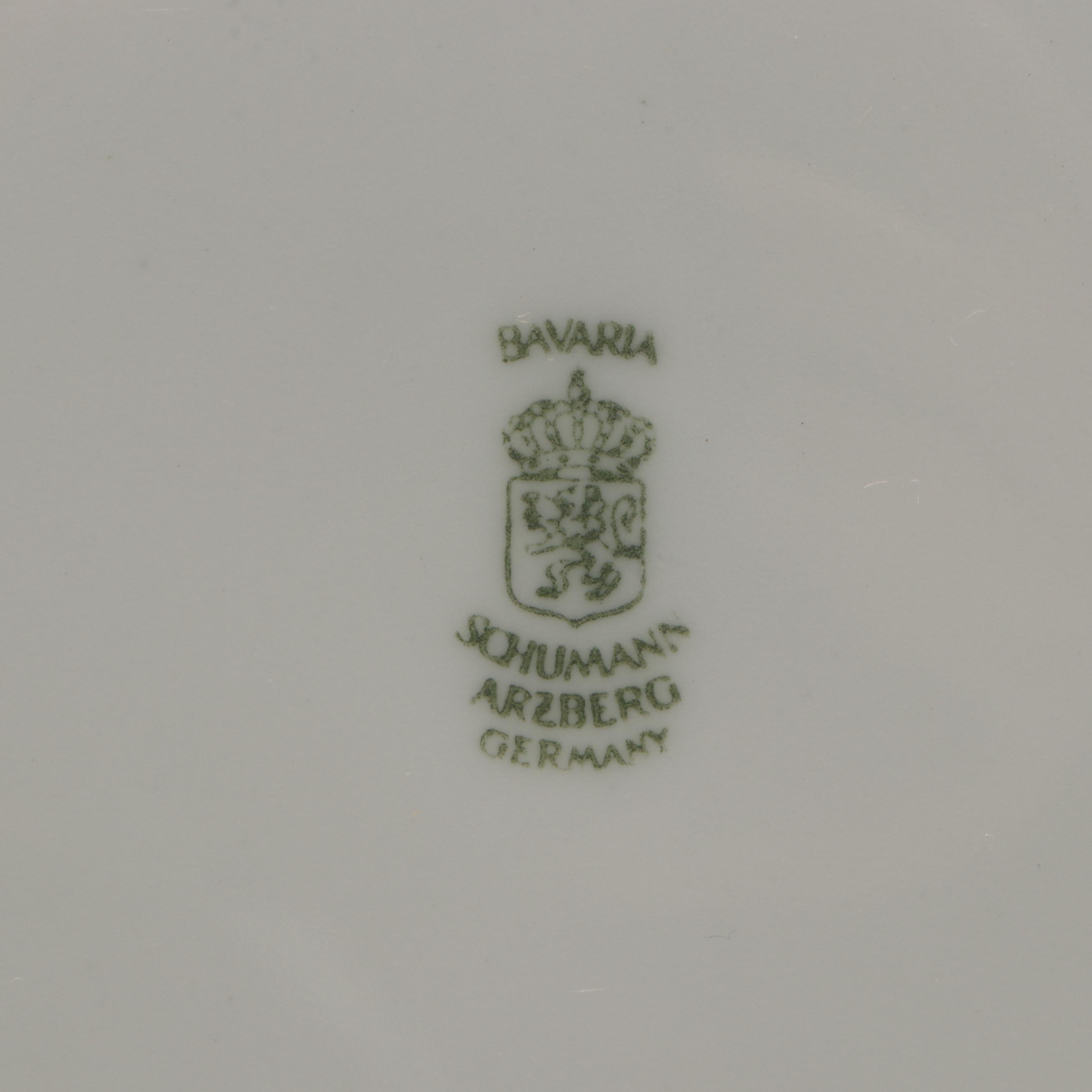 Schumann Arzberg Botanical Plates with Blown Pitcher and Hors d’Oeuvres Set