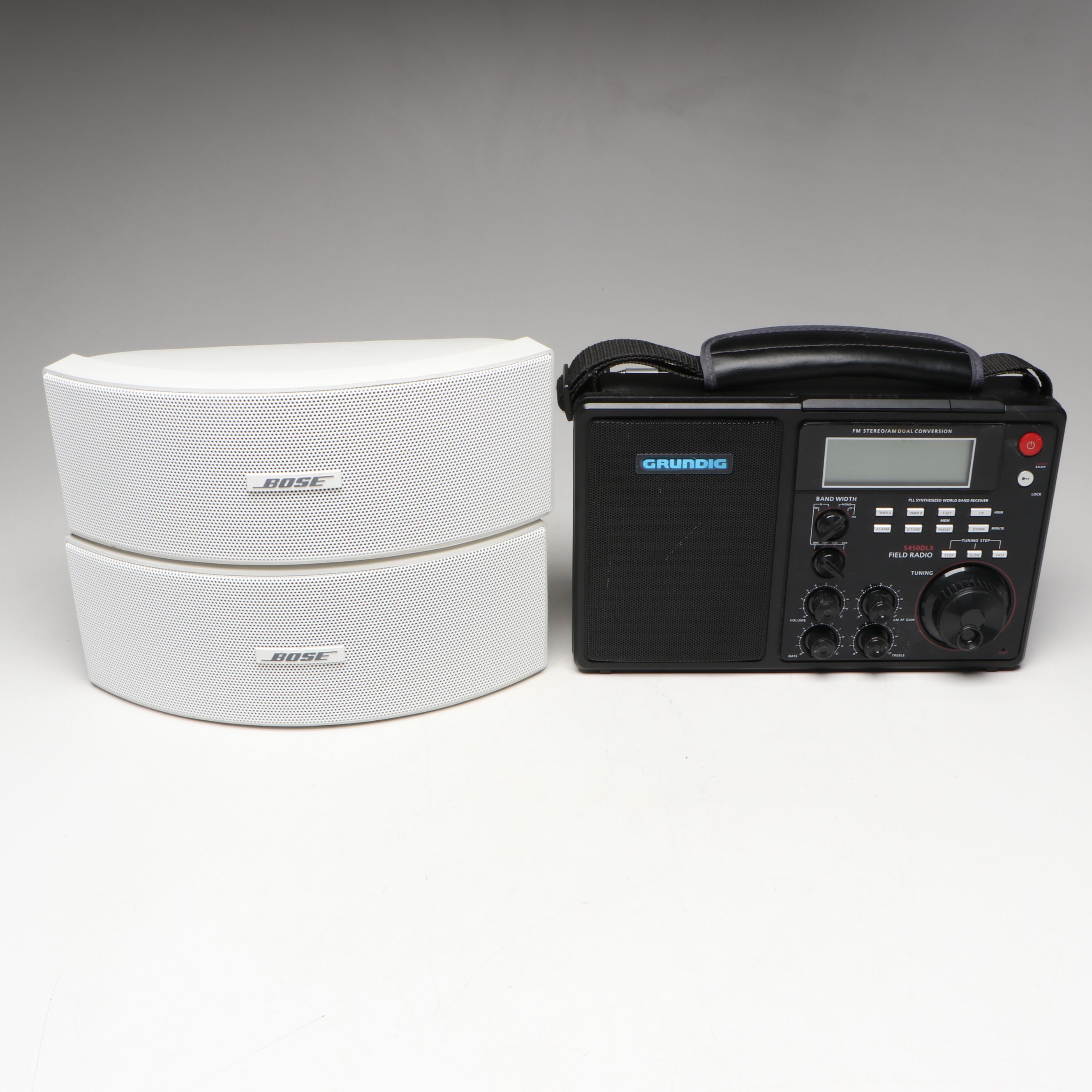 Pair of Bose 151 SE Speakers with Grundig S450DLX Field Radio