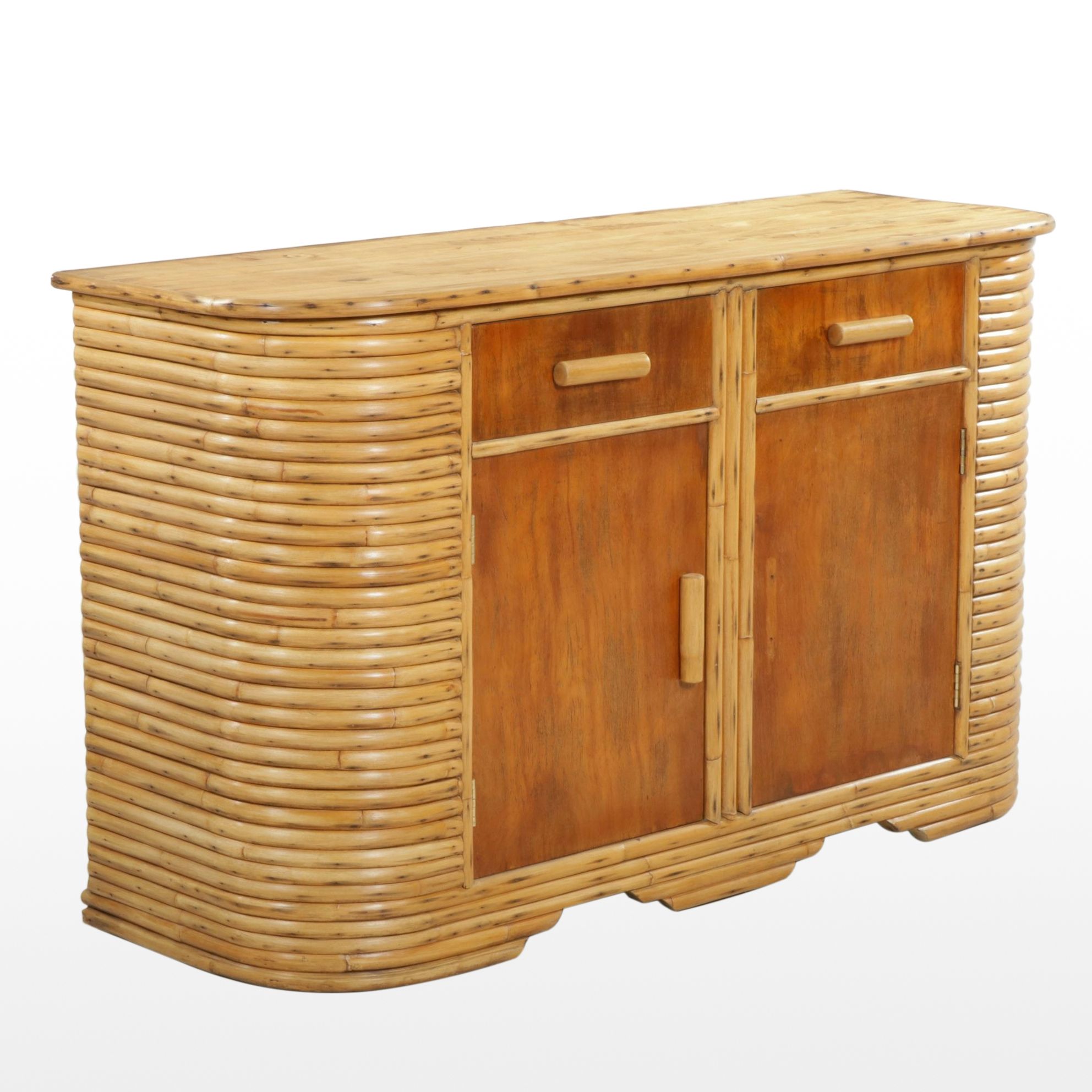 Mid Century Modern Split Rattan Sideboard