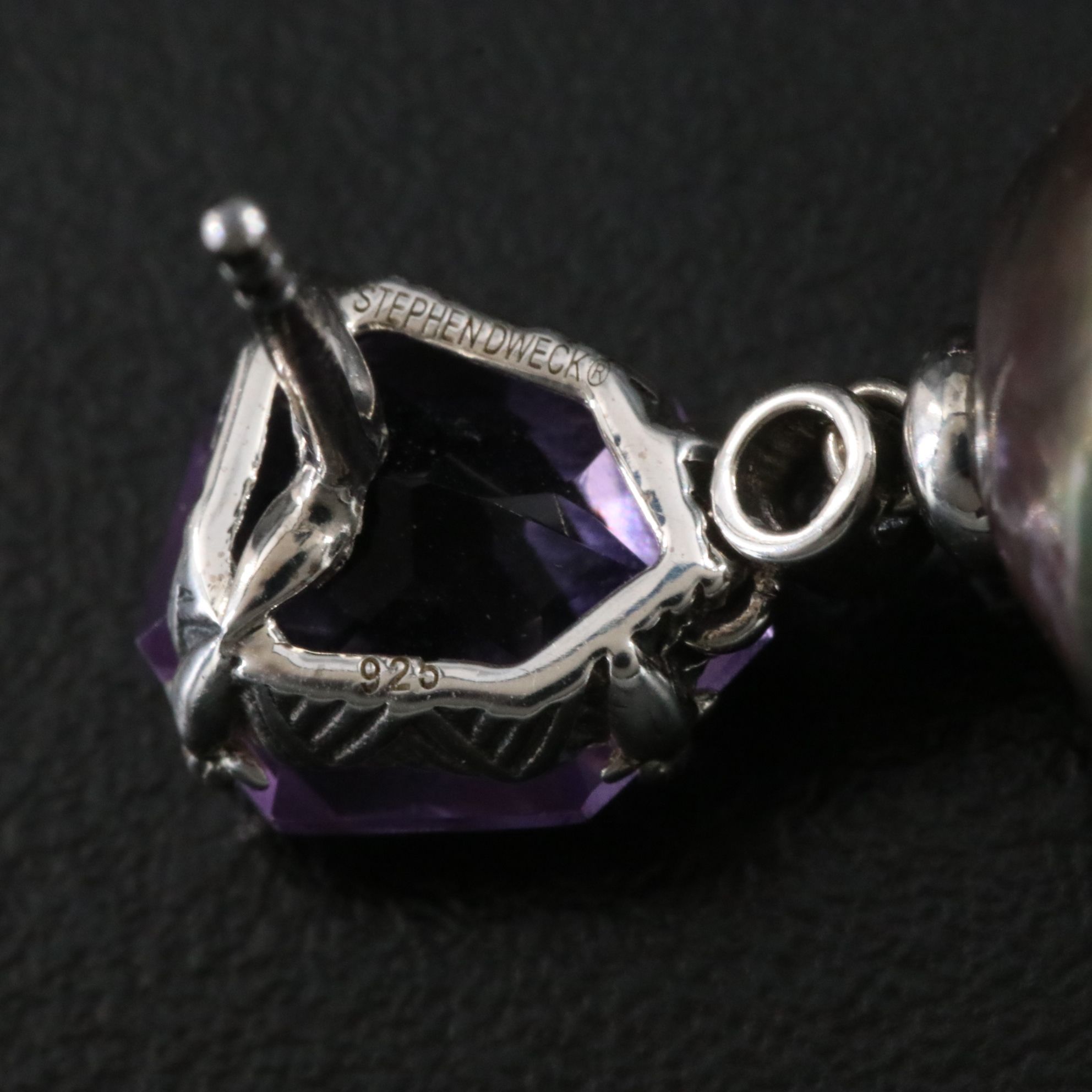 Stephen Dweck Sterling Pearl, Amethyst and Diamond Earrings