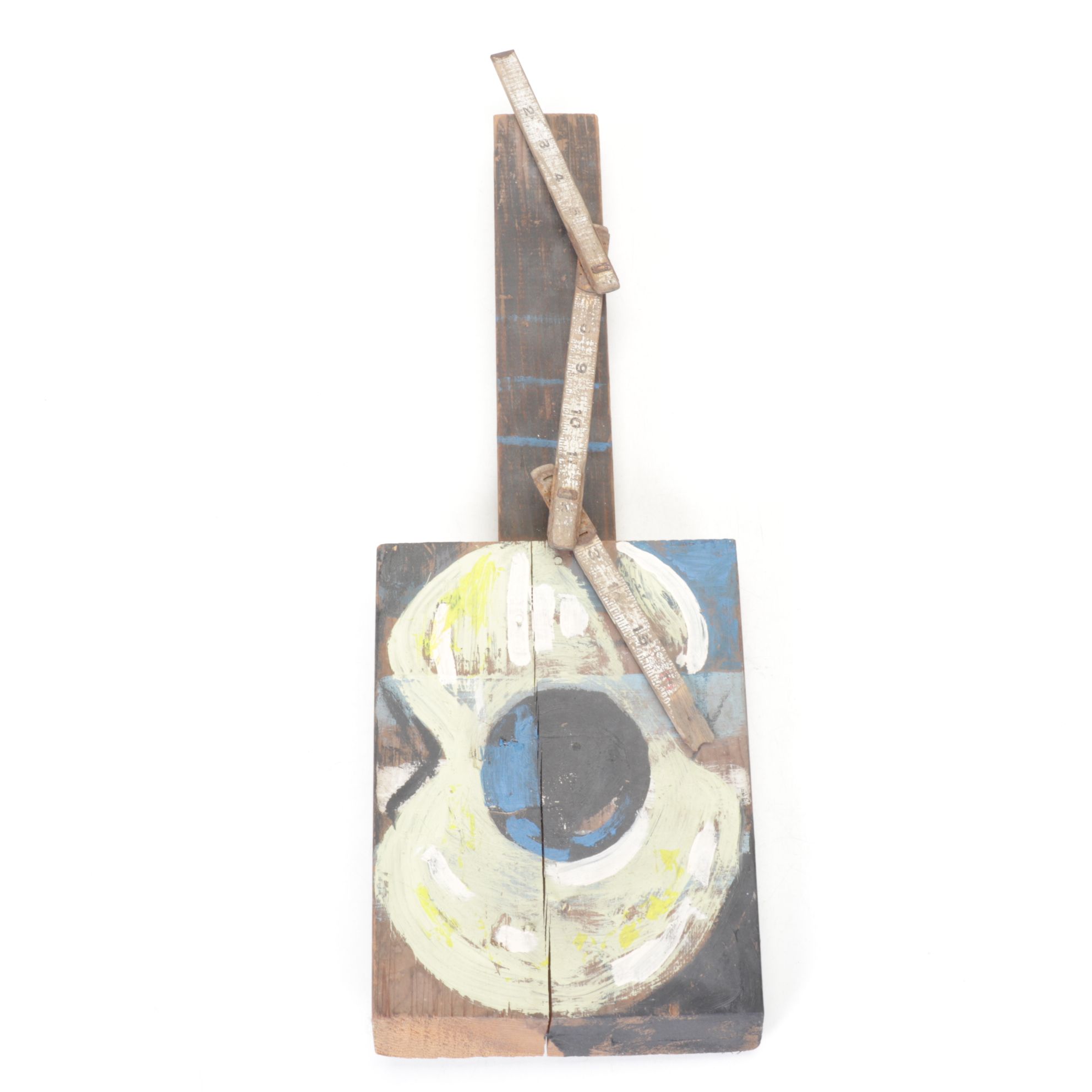 Daniel Work Carved Wood Sculpture "Guitar," 1993