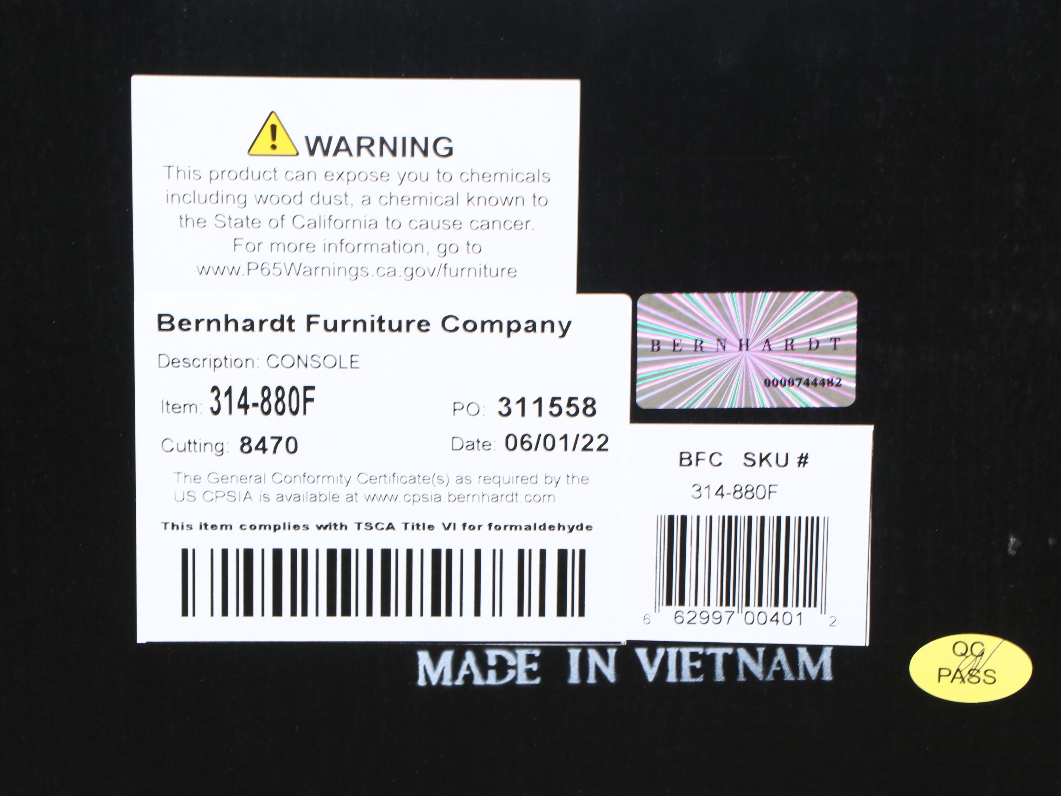 Berhardt Furniture Contemporary "Trianon" Ebony Contrast Veneer Console