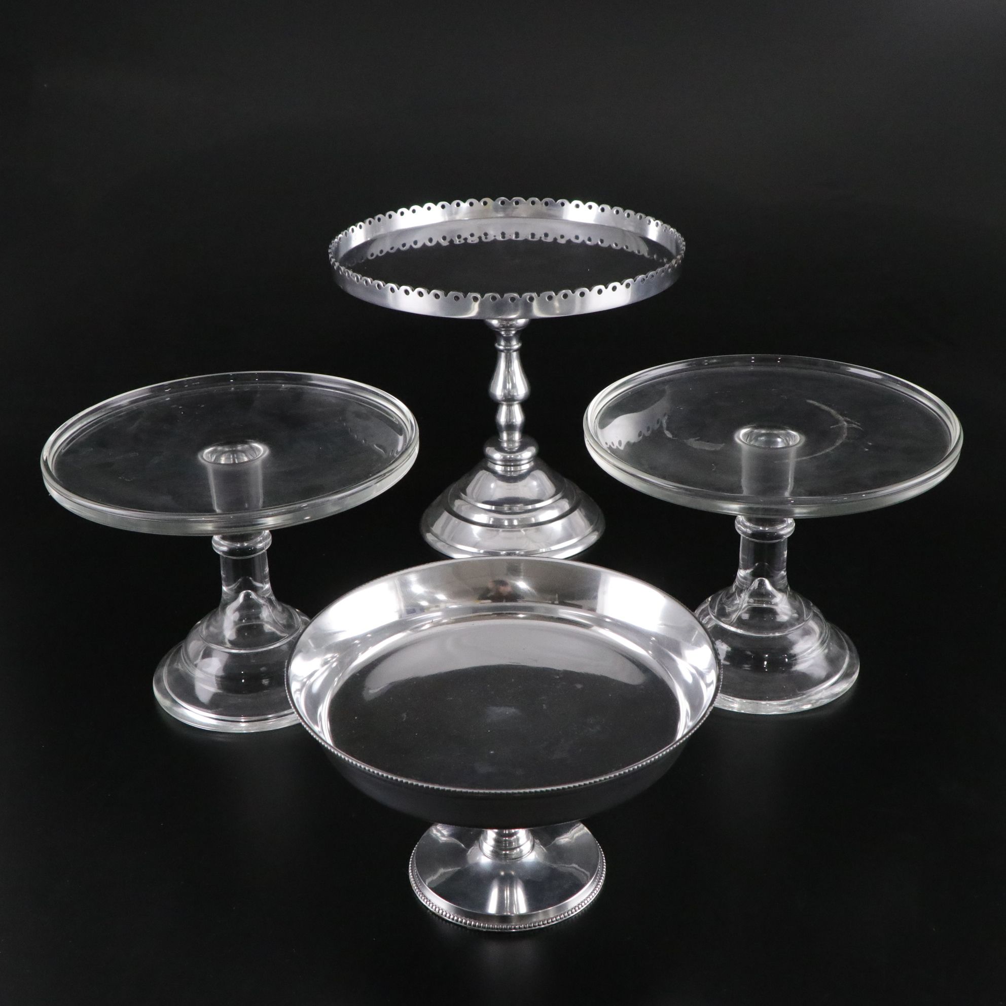 Glass Cake Stands with Crate & Barrel Metal Pierced Eyelet Serving Stands
