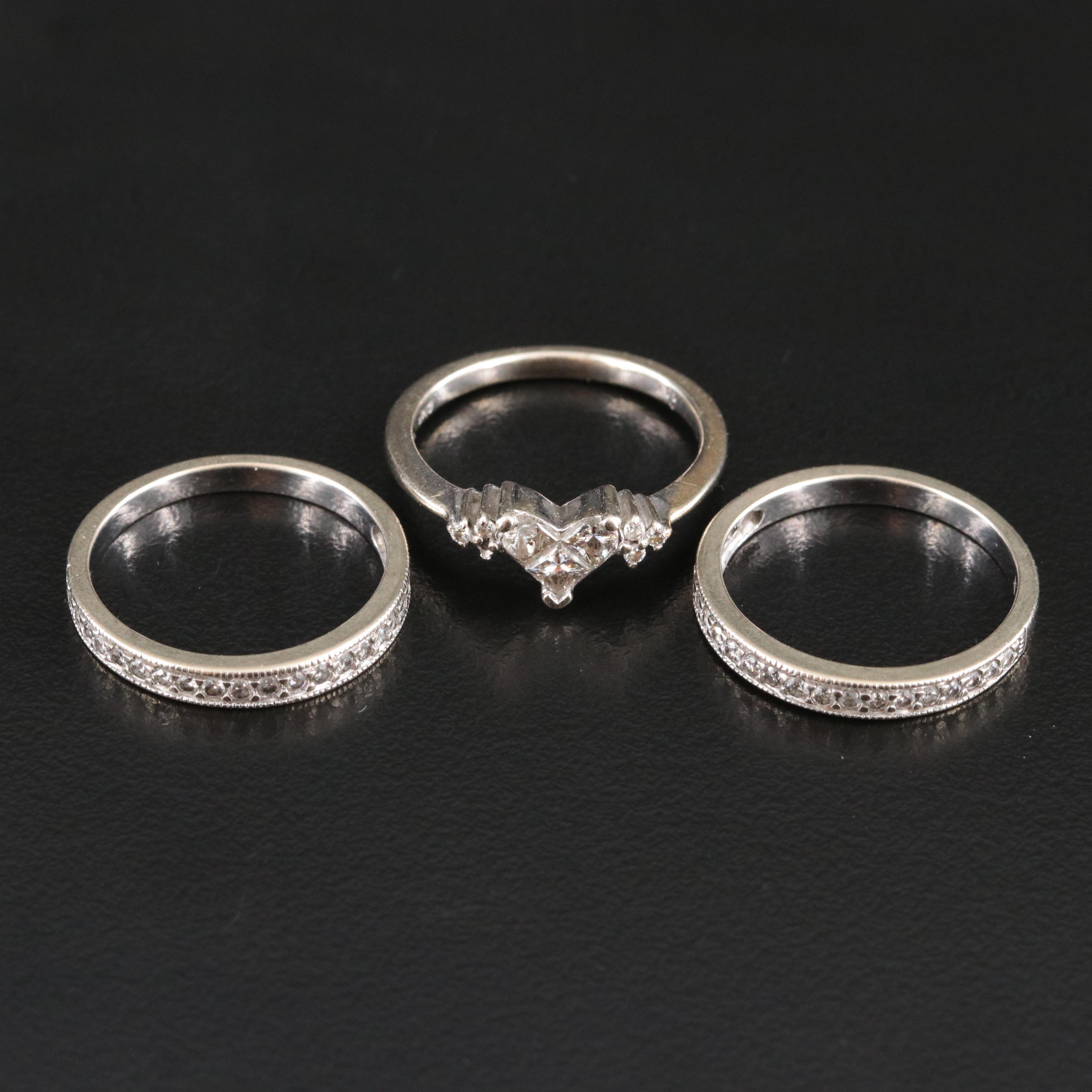 14K 1.04 CTW Diamond Ring and Stacking Bands