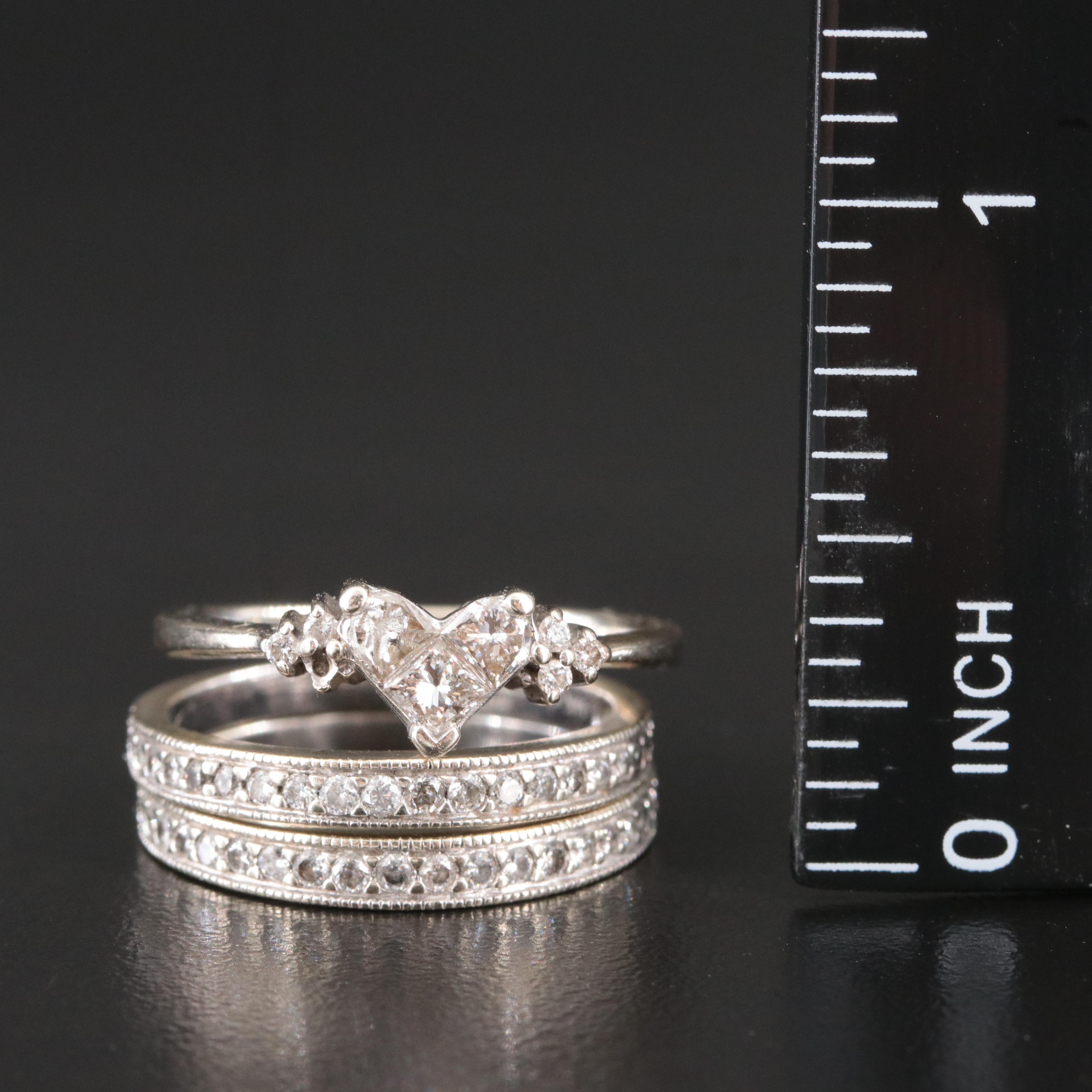 14K 1.04 CTW Diamond Ring and Stacking Bands