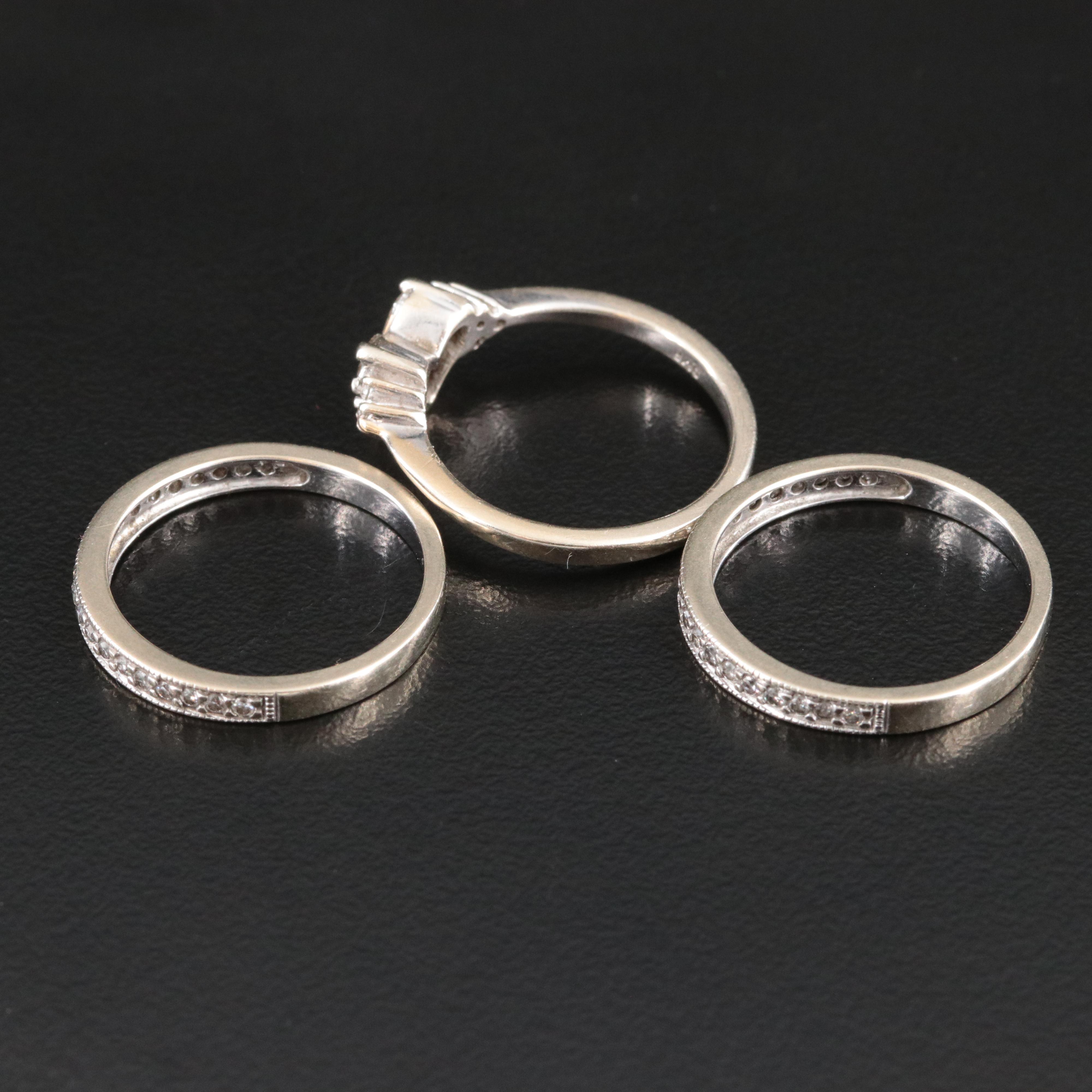 14K 1.04 CTW Diamond Ring and Stacking Bands