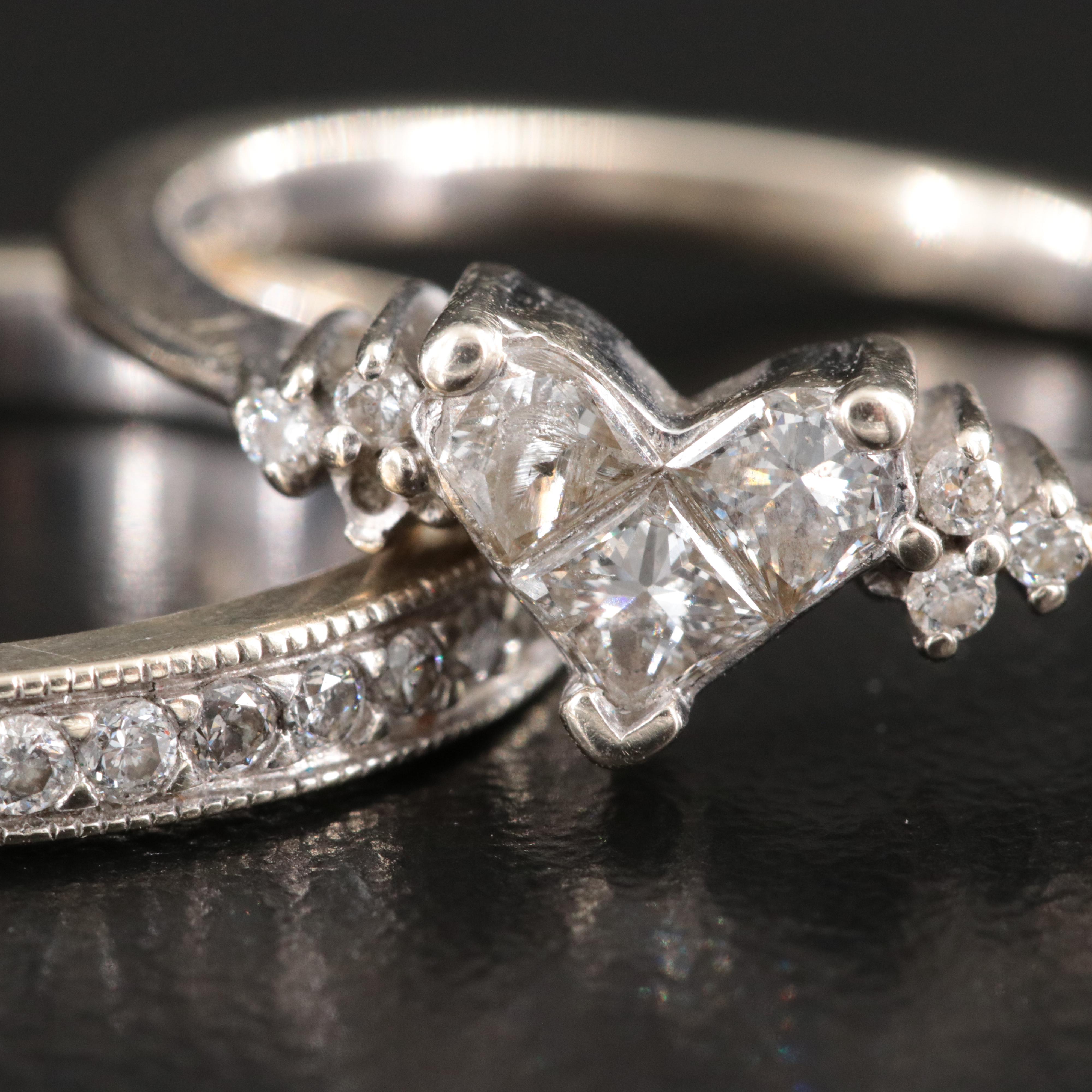 14K 1.04 CTW Diamond Ring and Stacking Bands