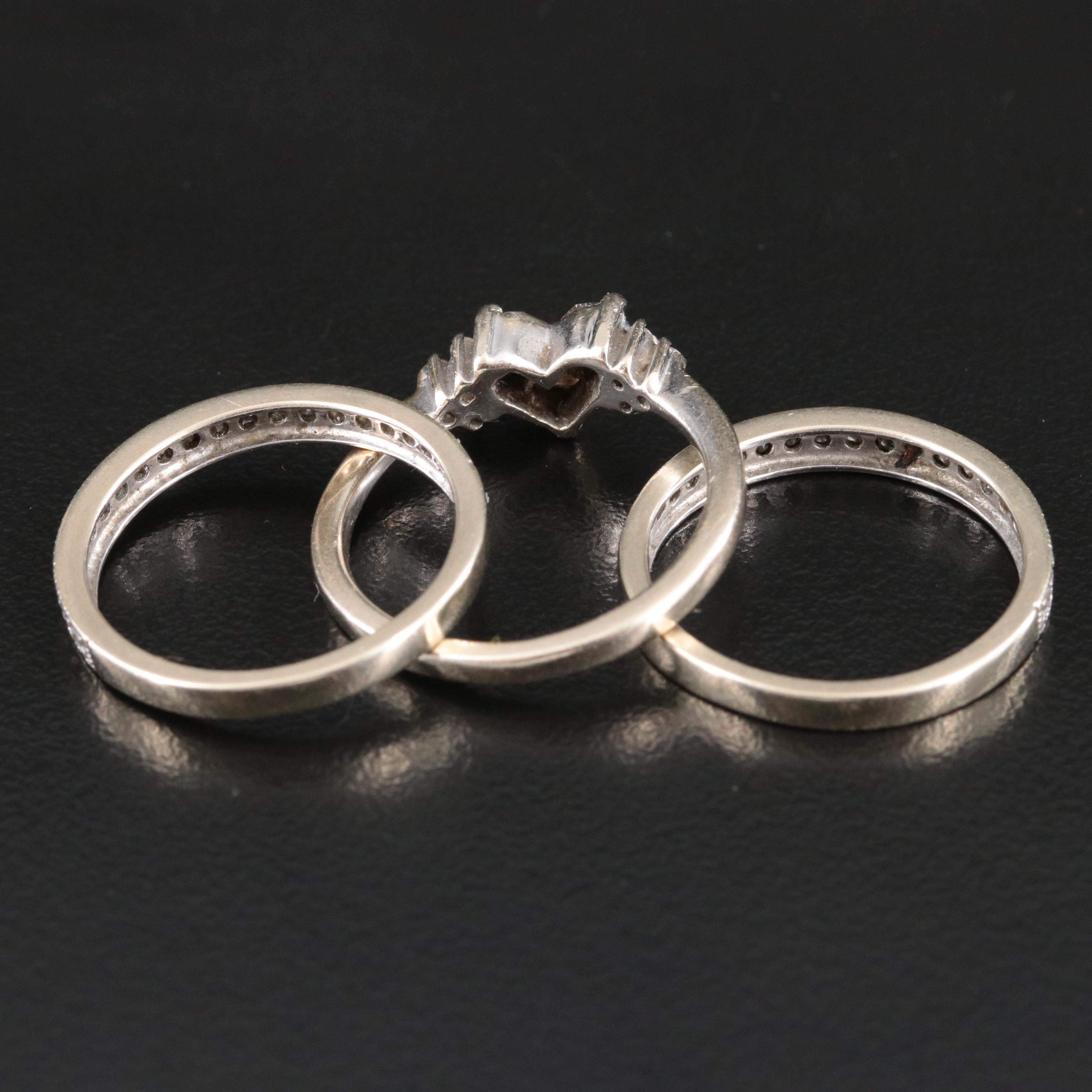 14K 1.04 CTW Diamond Ring and Stacking Bands