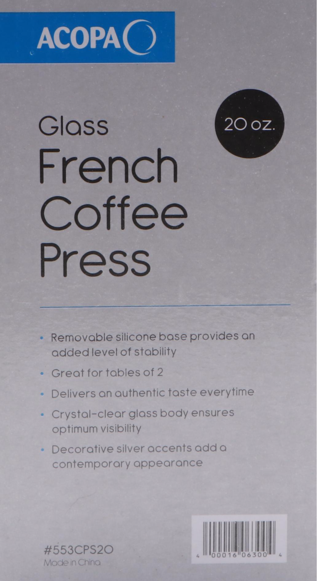 Acopa Glass French Coffee Presses