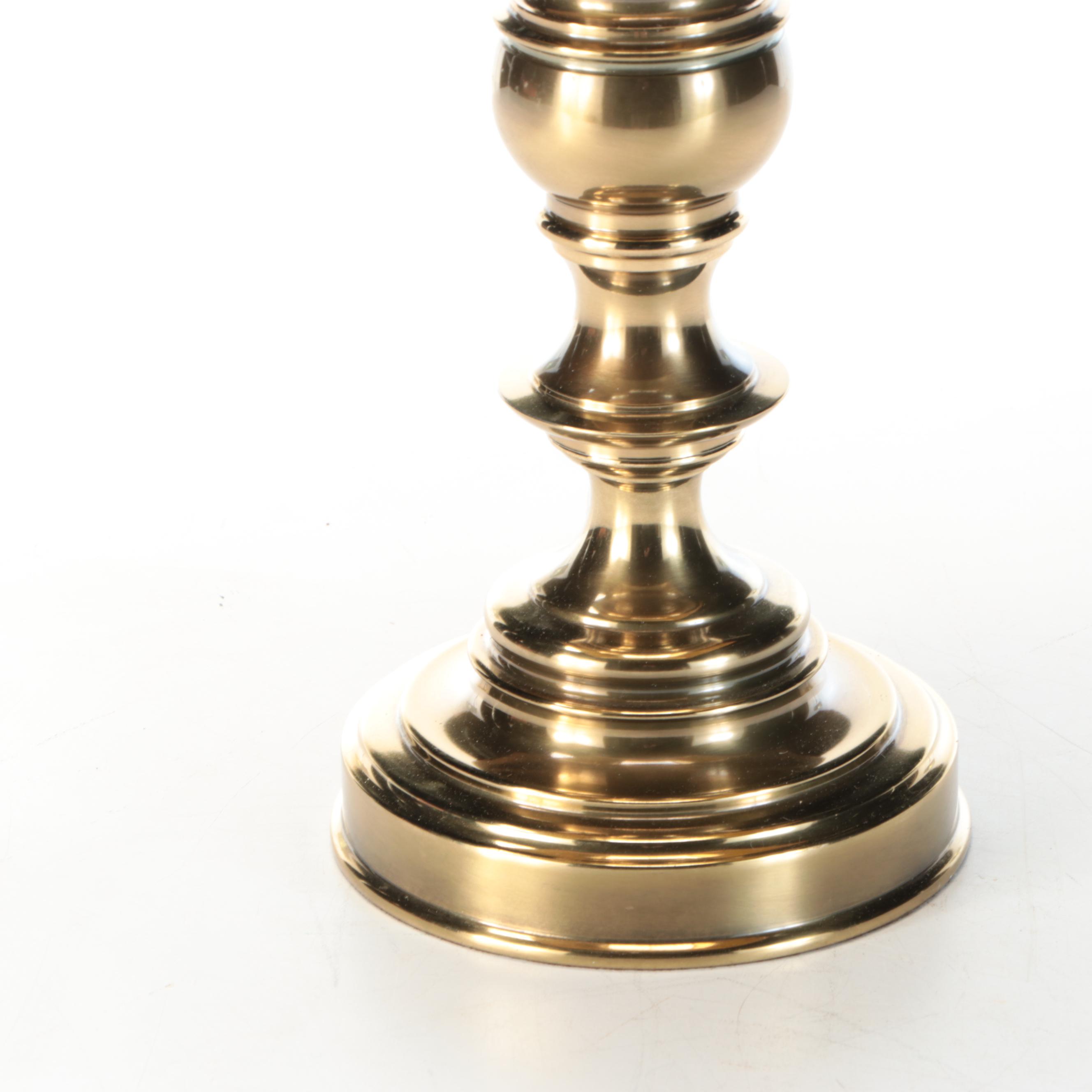 Stiffel Candlestick Brass Table Lamp with Black Paper Shade