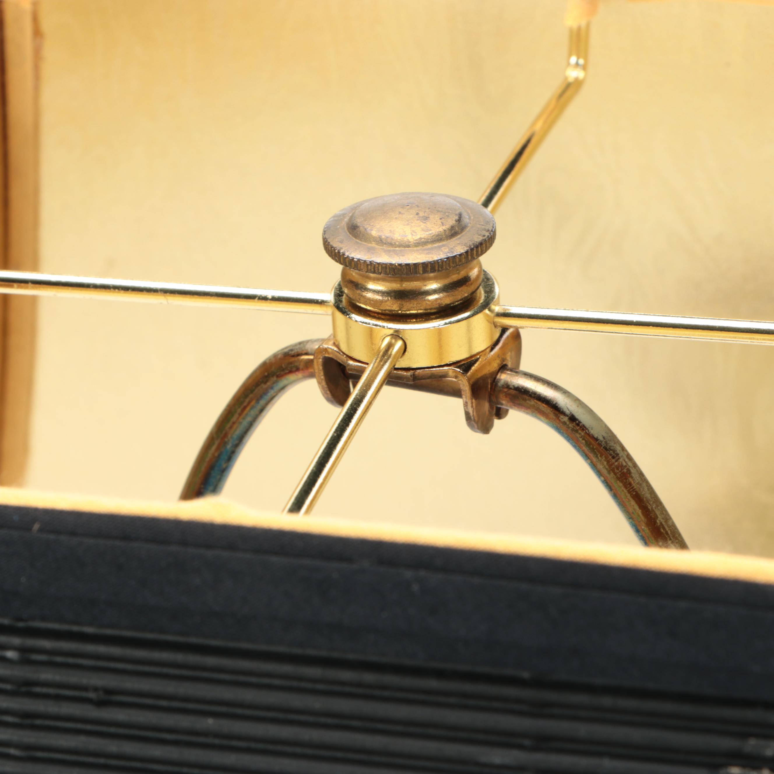 Stiffel Candlestick Brass Table Lamp with Black Paper Shade