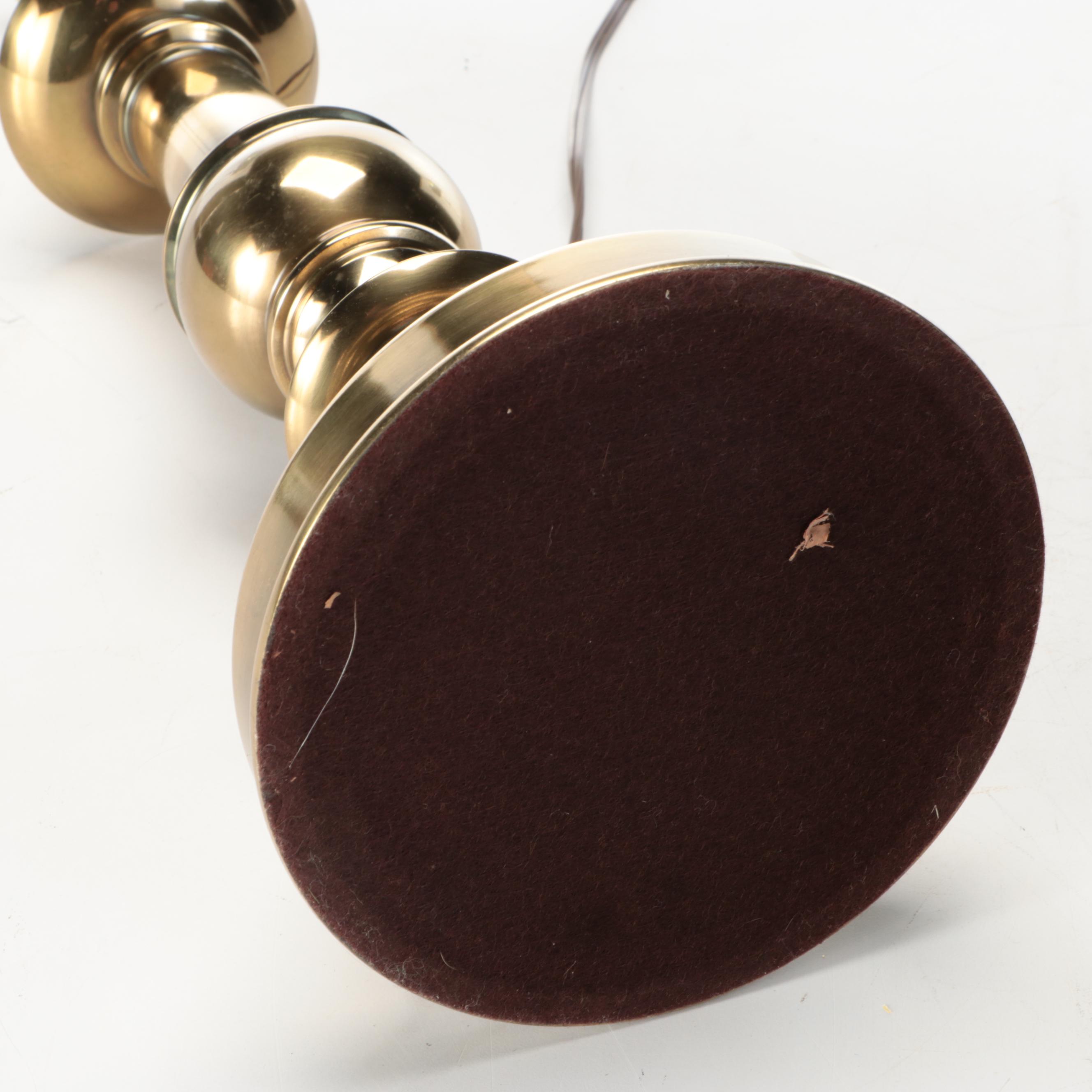 Stiffel Candlestick Brass Table Lamp with Black Paper Shade