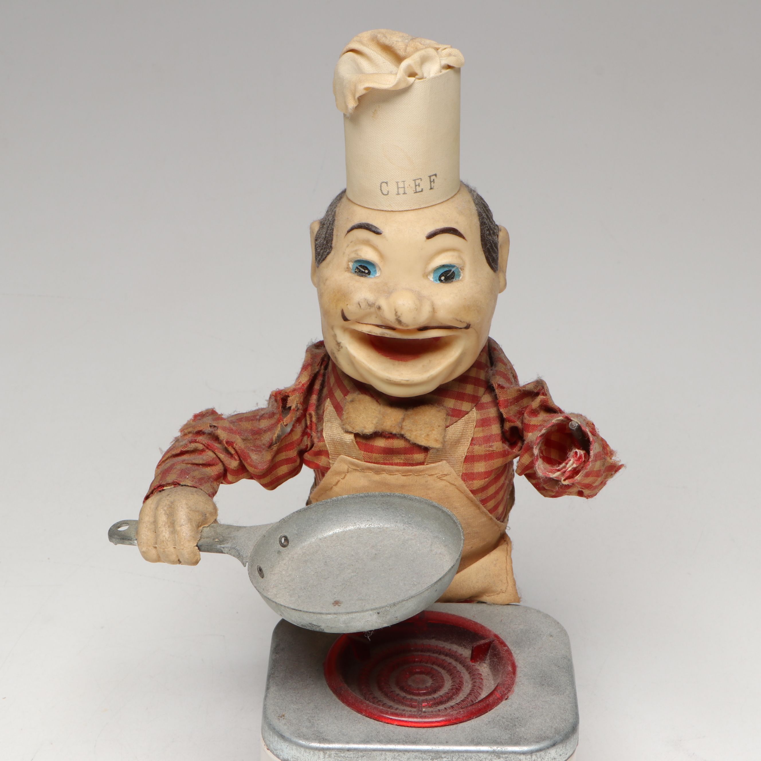 Japanese Tin and Rubber "Chef Cook" Toy, Mid-20th Century