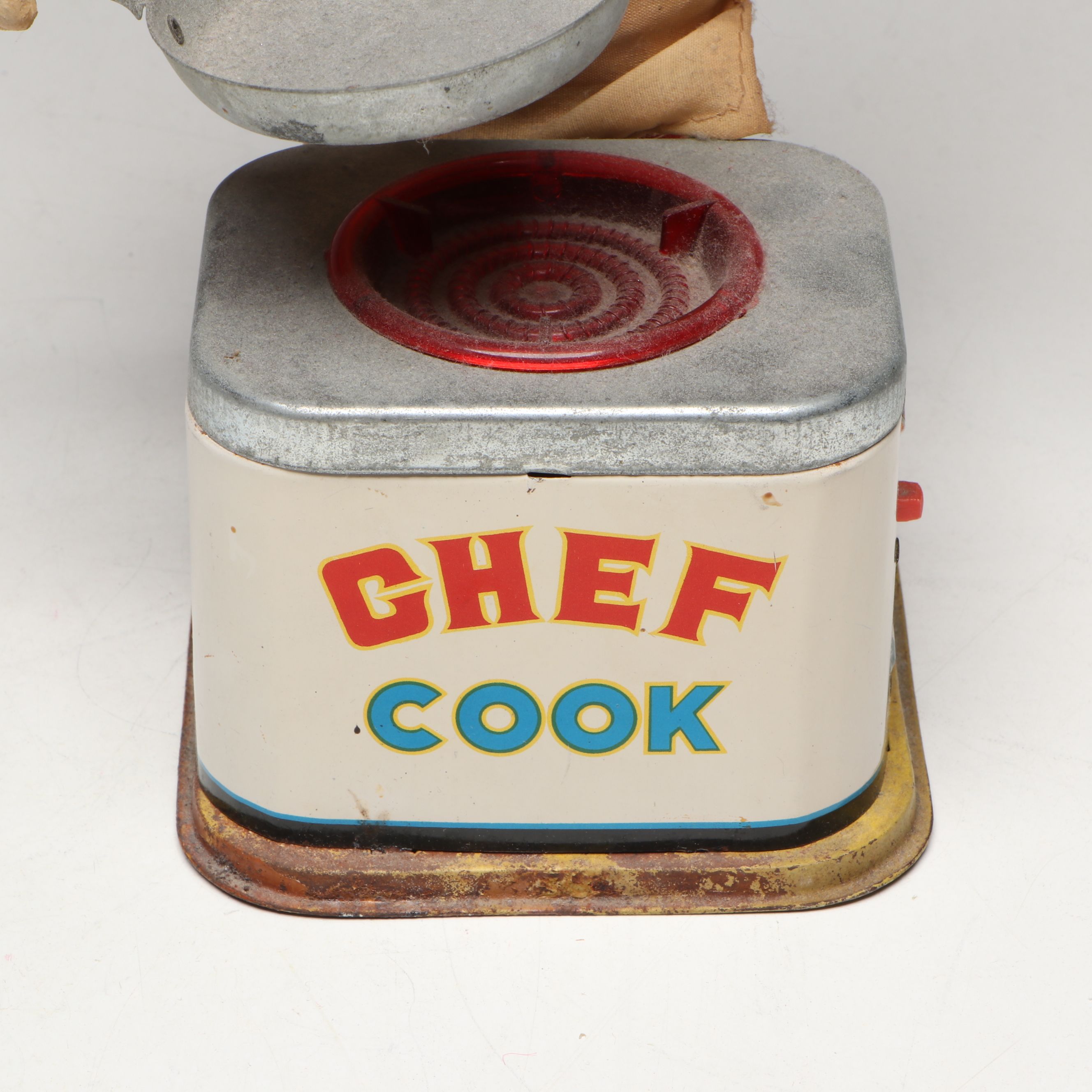 Japanese Tin and Rubber "Chef Cook" Toy, Mid-20th Century