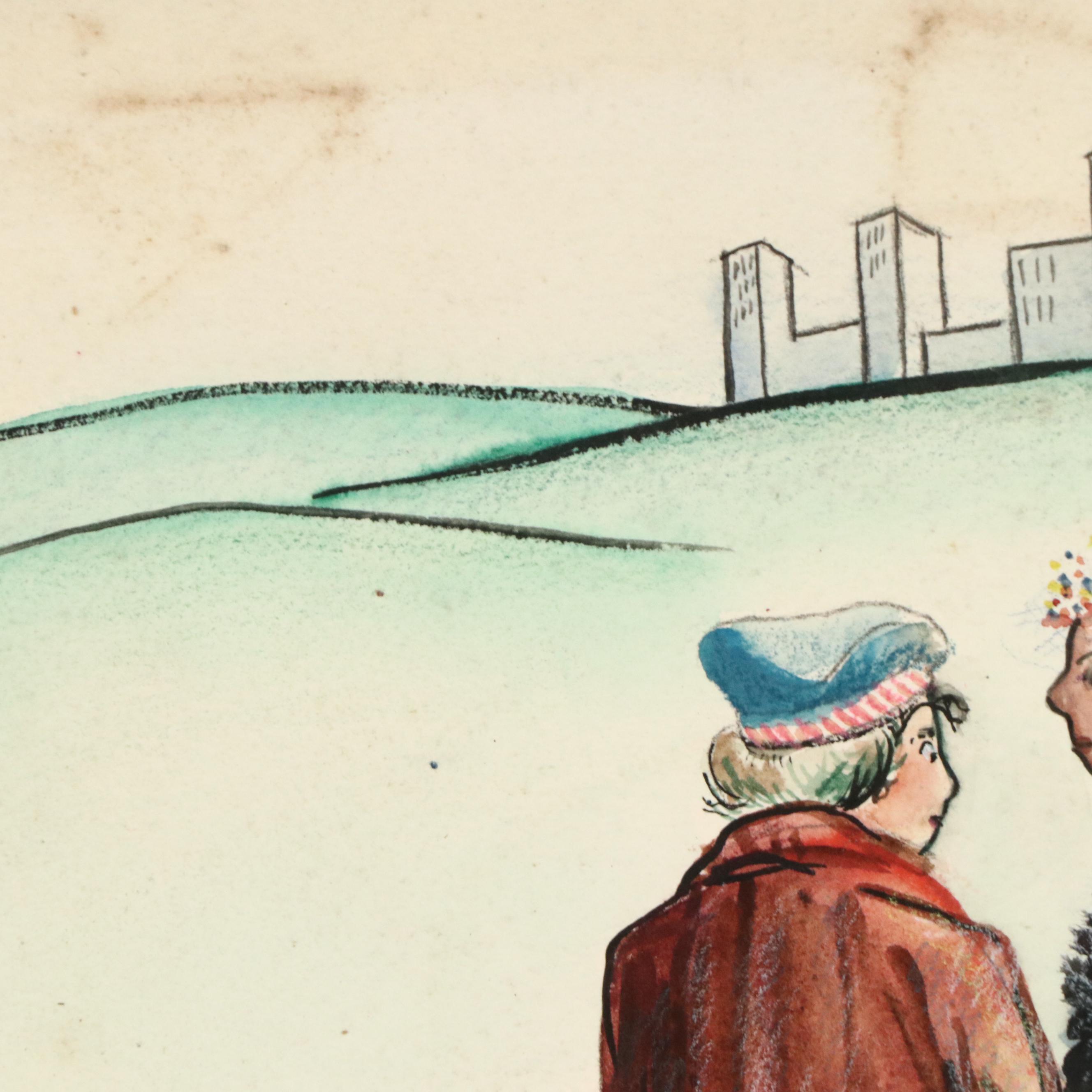 Mary Elizabeth Johnson Figurative Landscape Mixed Media Drawing