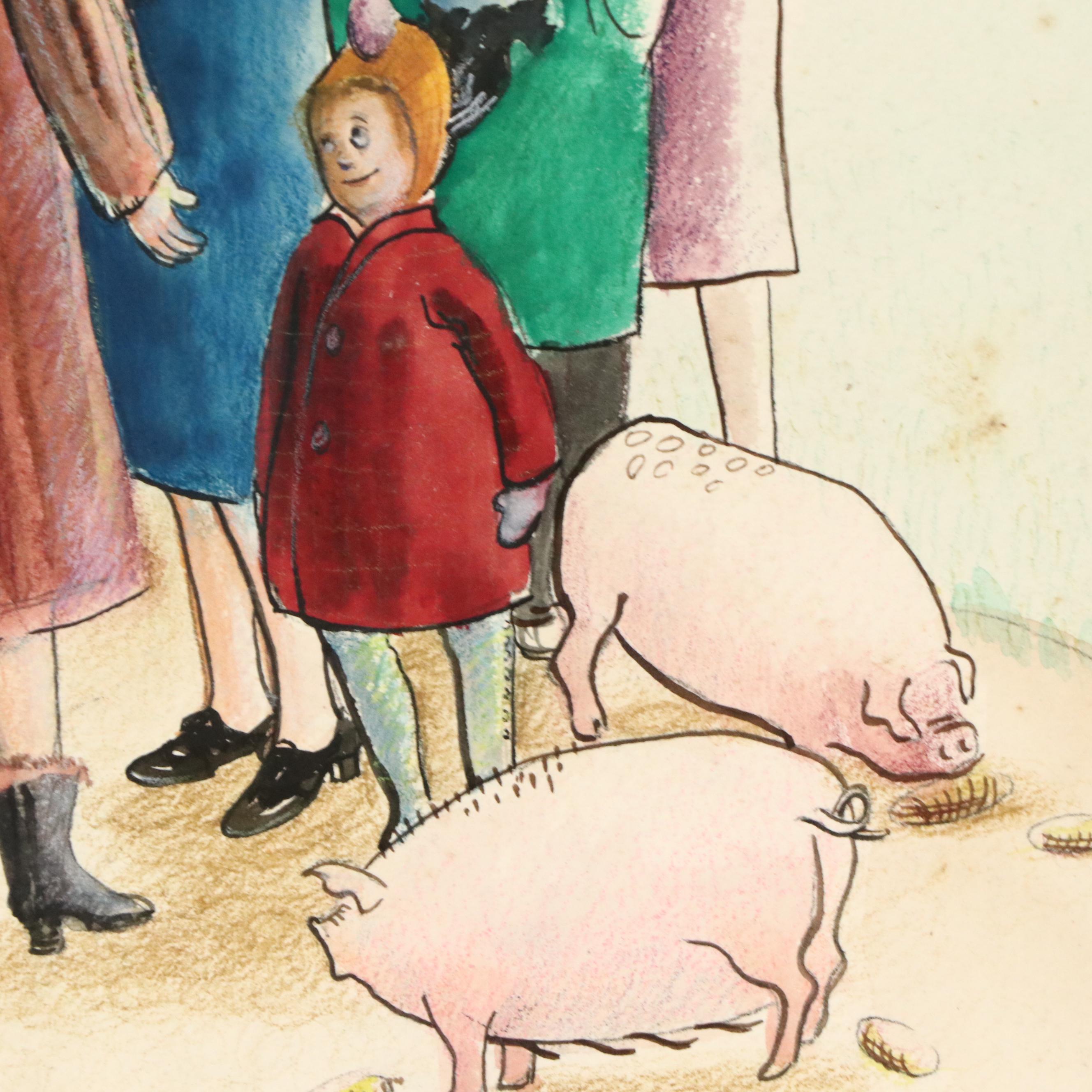 Mary Elizabeth Johnson Figurative Landscape Mixed Media Drawing