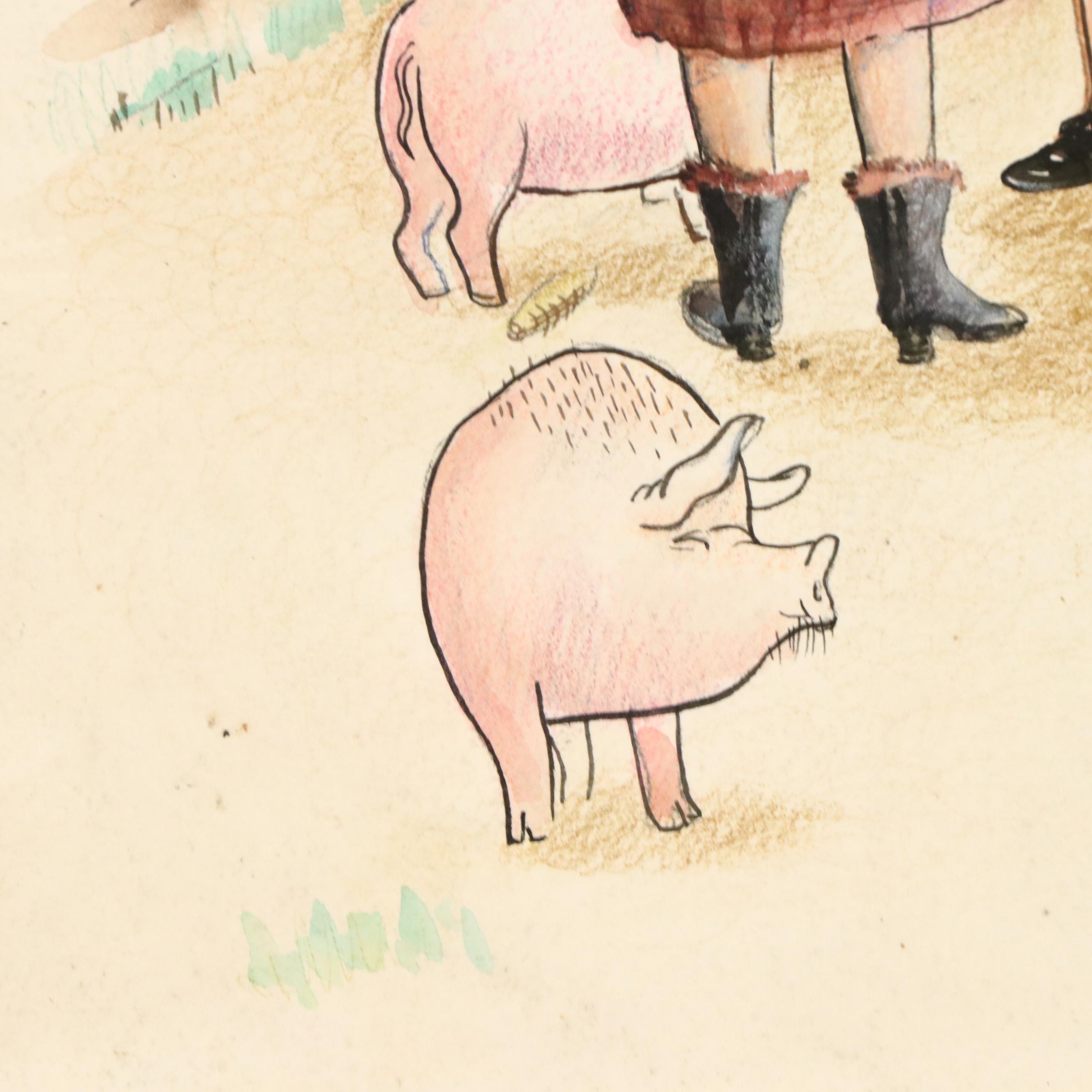 Mary Elizabeth Johnson Figurative Landscape Mixed Media Drawing