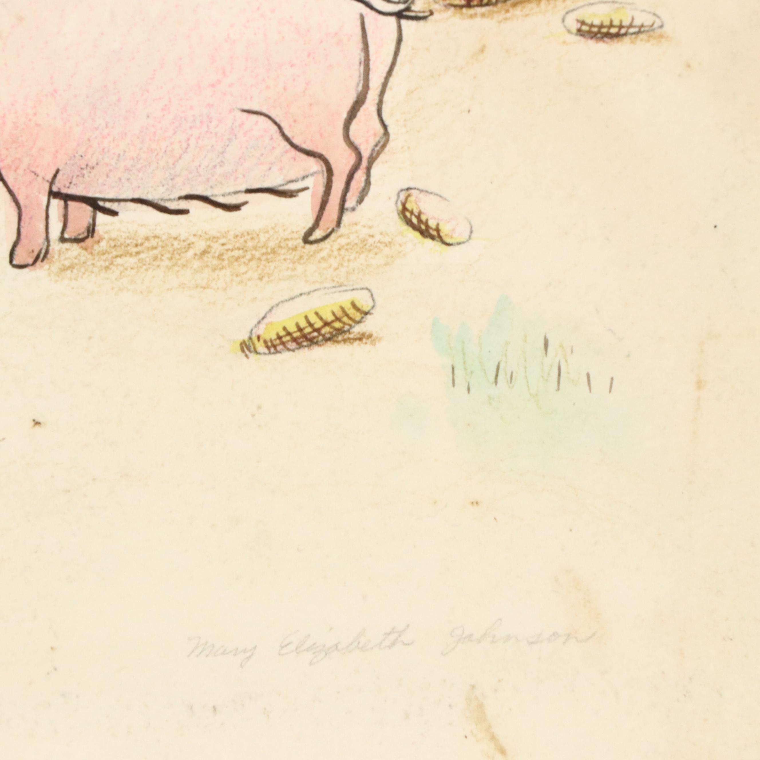 Mary Elizabeth Johnson Figurative Landscape Mixed Media Drawing