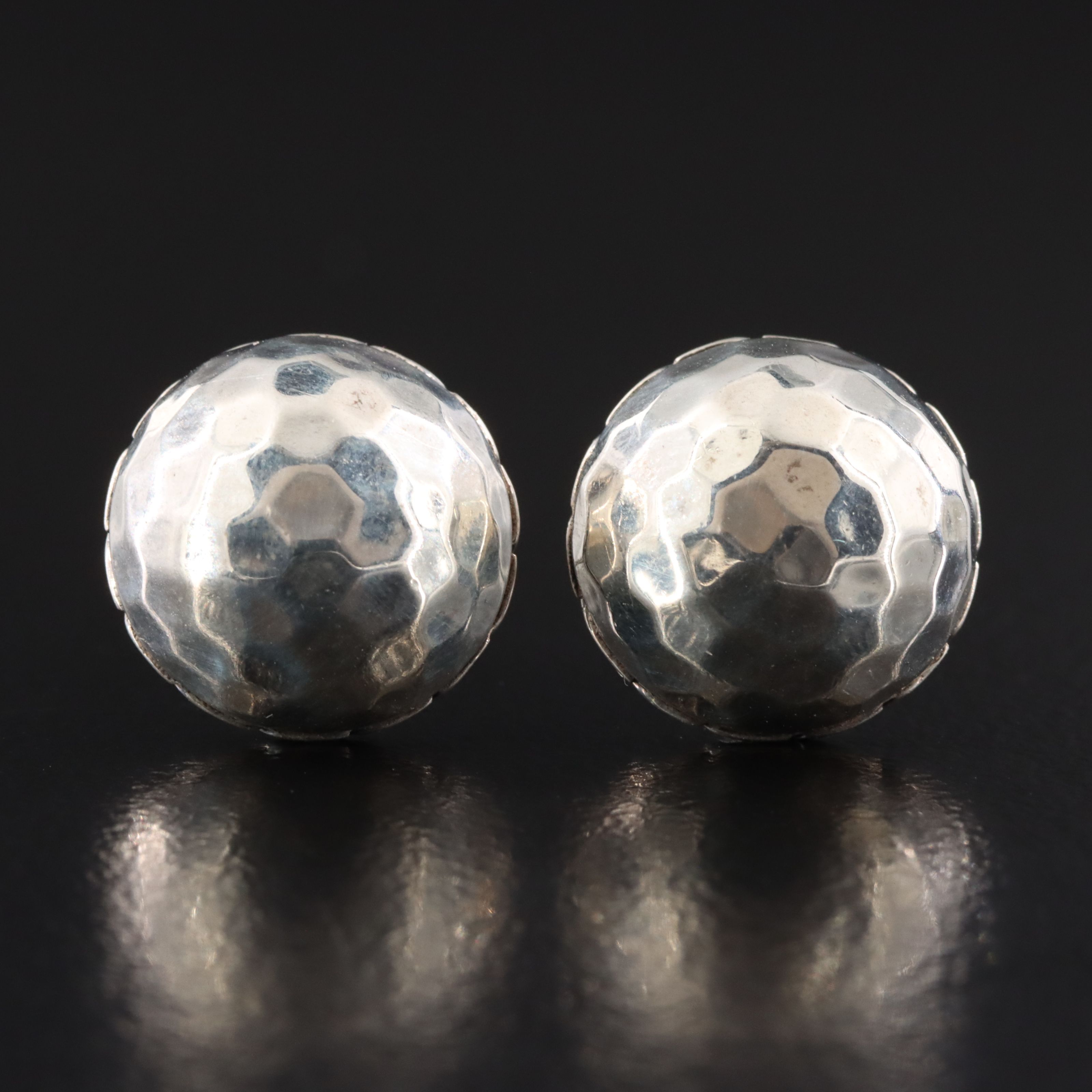John Hardy Palu Sterling Hammered Dome Earrings