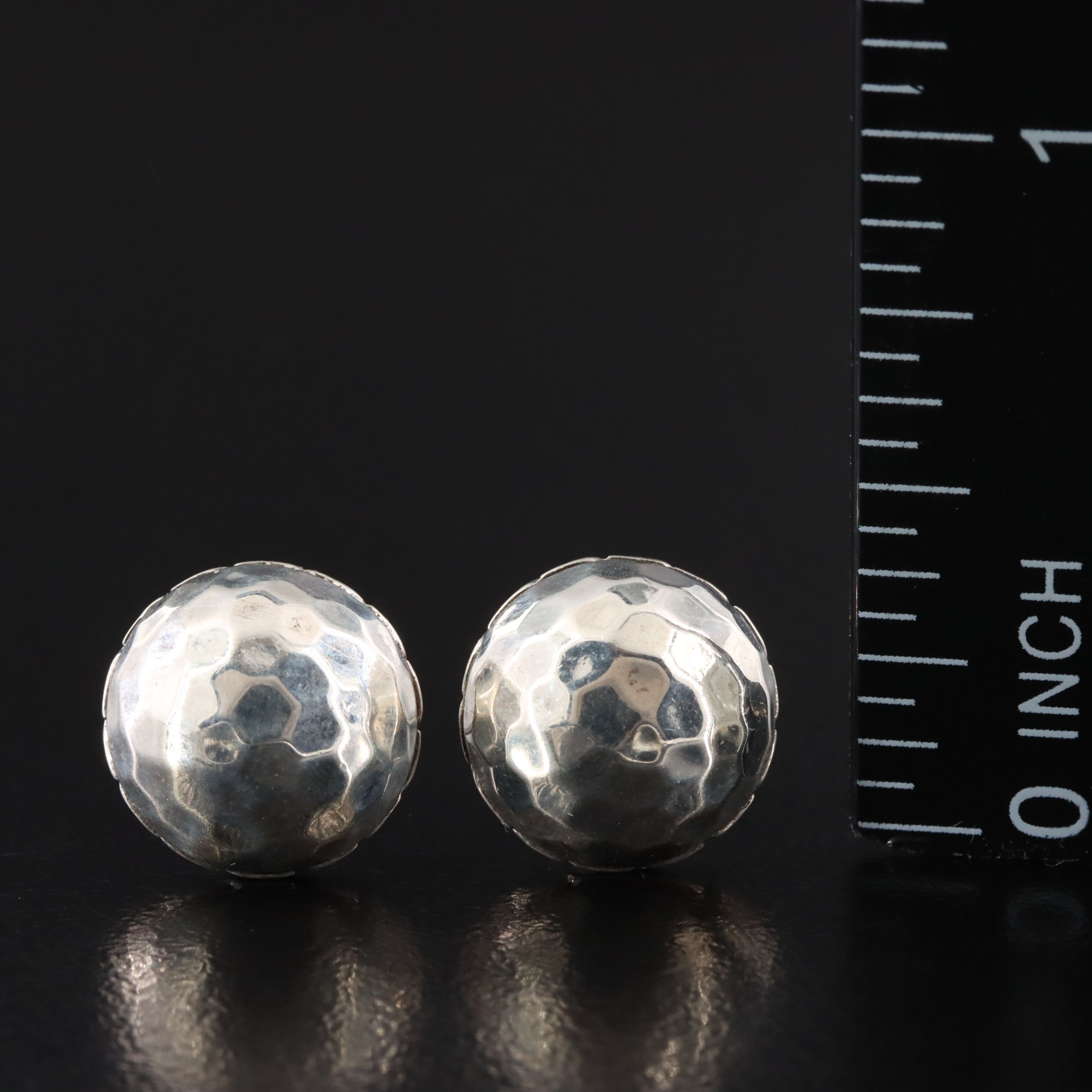 John Hardy Palu Sterling Hammered Dome Earrings