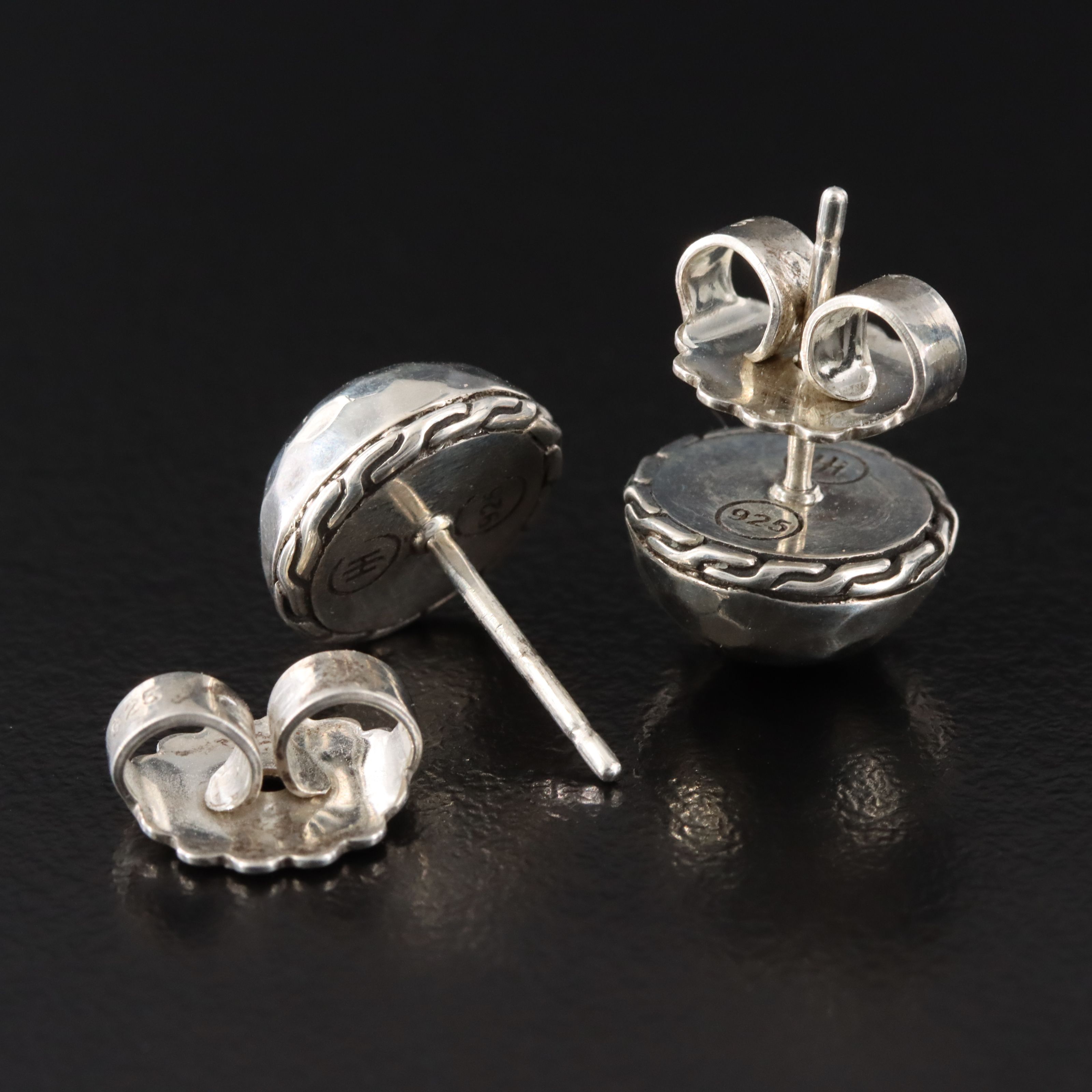 John Hardy Palu Sterling Hammered Dome Earrings