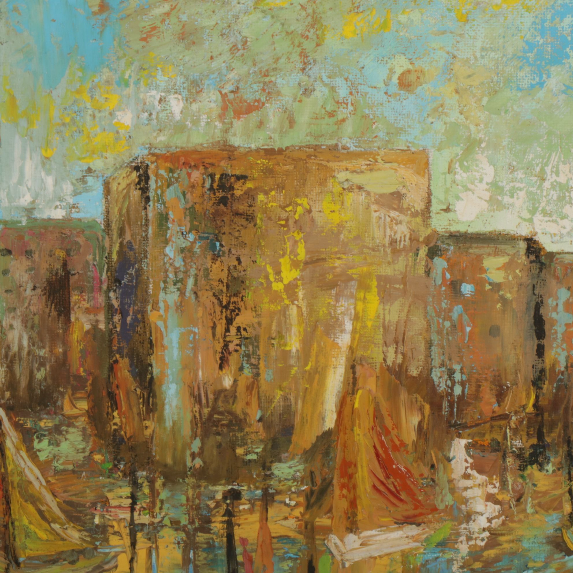 Betty Rebecca Young Impressionist Landscape Oil Painting "Utopia", 1965
