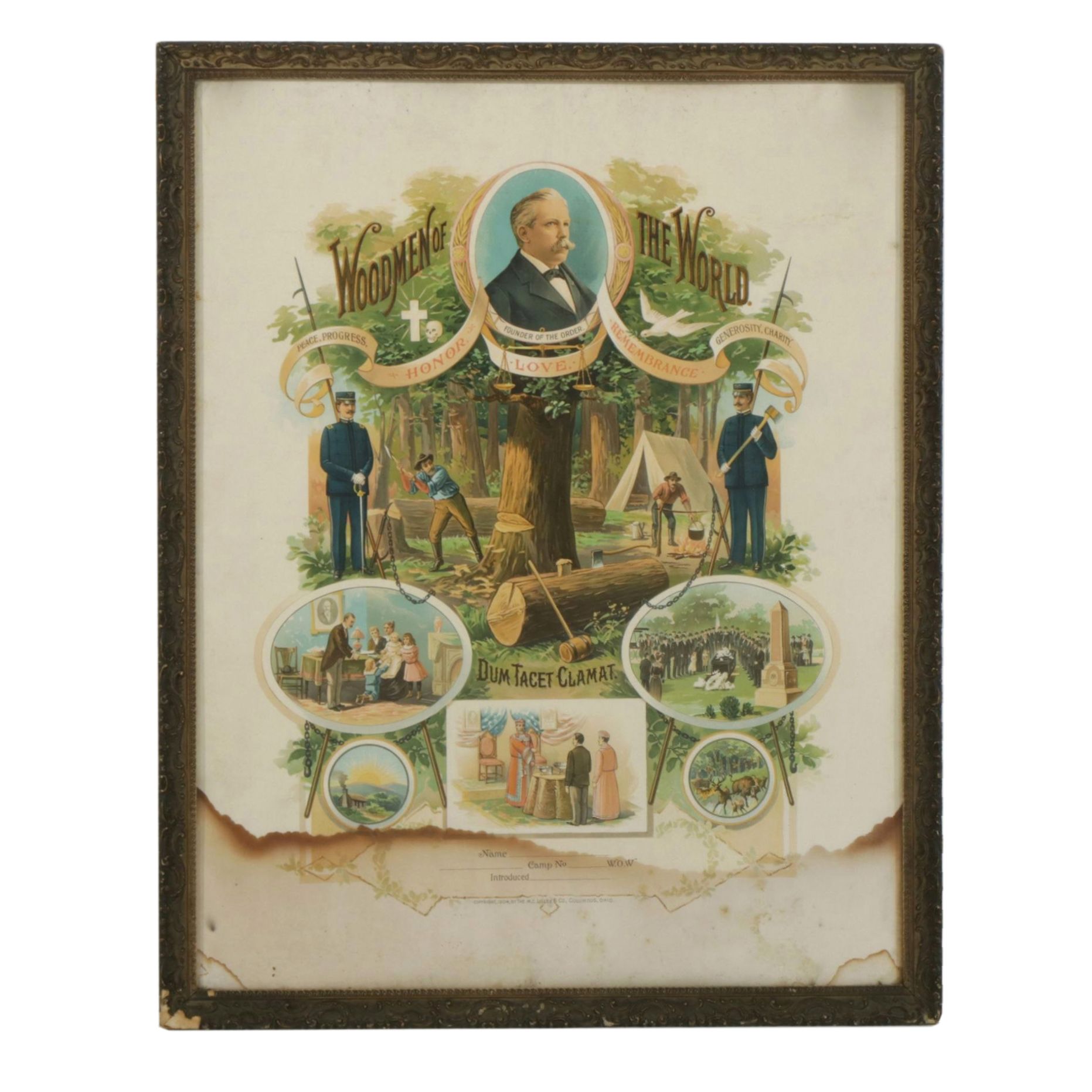 Lithograph Poster for Fraternal Organization "Woodmen of the World", 1904