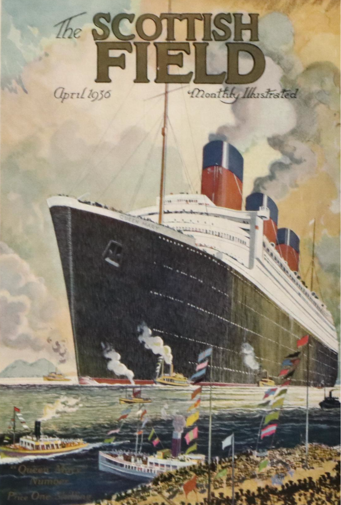 "The Scottish Field" April 1936 Framed Magazine Depicting "Queen Mary"